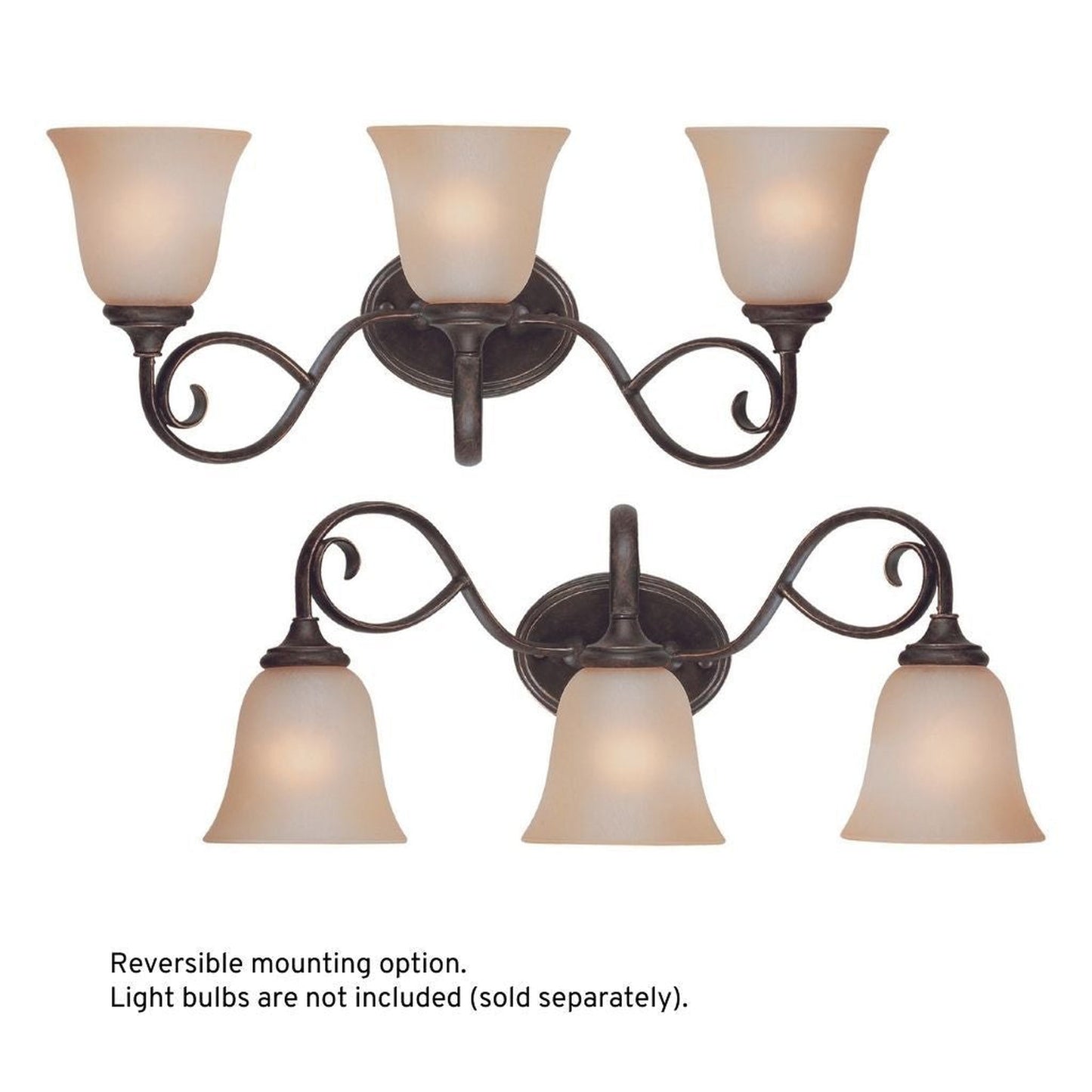 Craftmade Barrett Place 24" 3-Light Mocha Bronze Vanity Light With Light Umber Etched Glass Shades