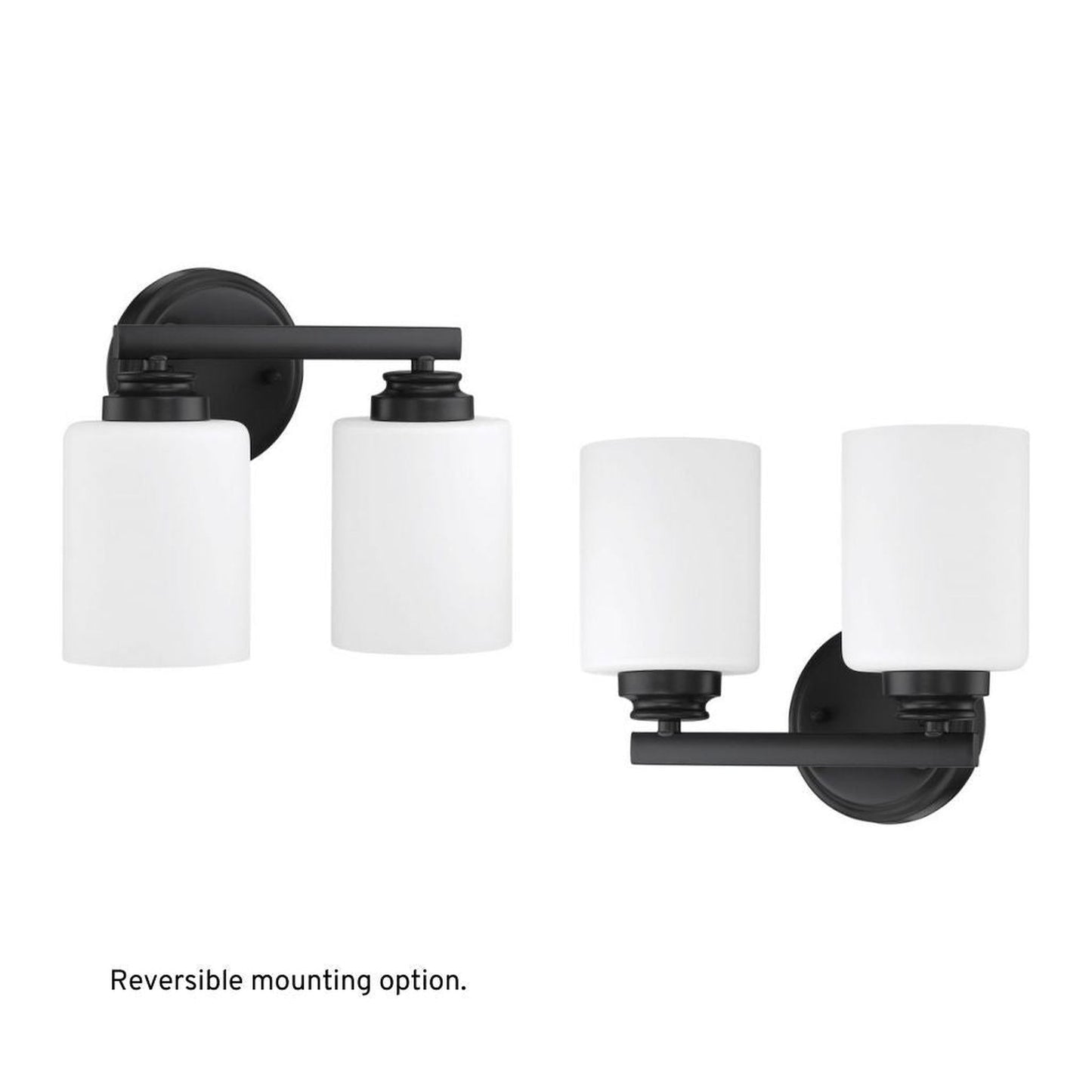 Craftmade Bolden 11" 2-Light Flat Black Vanity Light With White Frosted Glass Shades