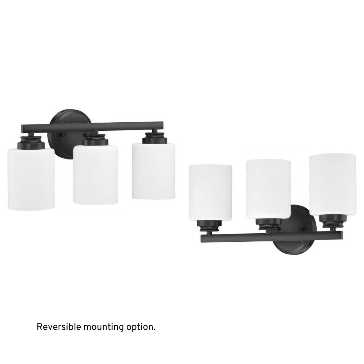 Craftmade Bolden 18" 3-Light Flat Black Vanity Light With White Frosted Glass Shades