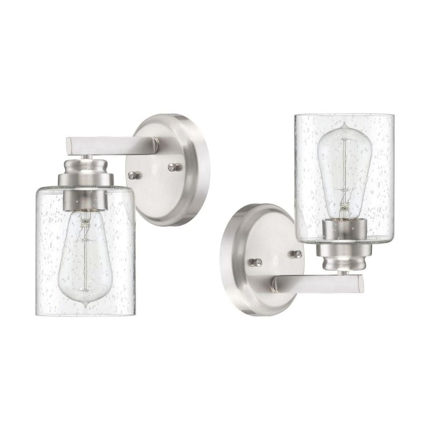 Craftmade Bolden 5" x 9" 1-Light Brushed Polished Nickel Wall Sconce With Clear Seeded Glass Shade