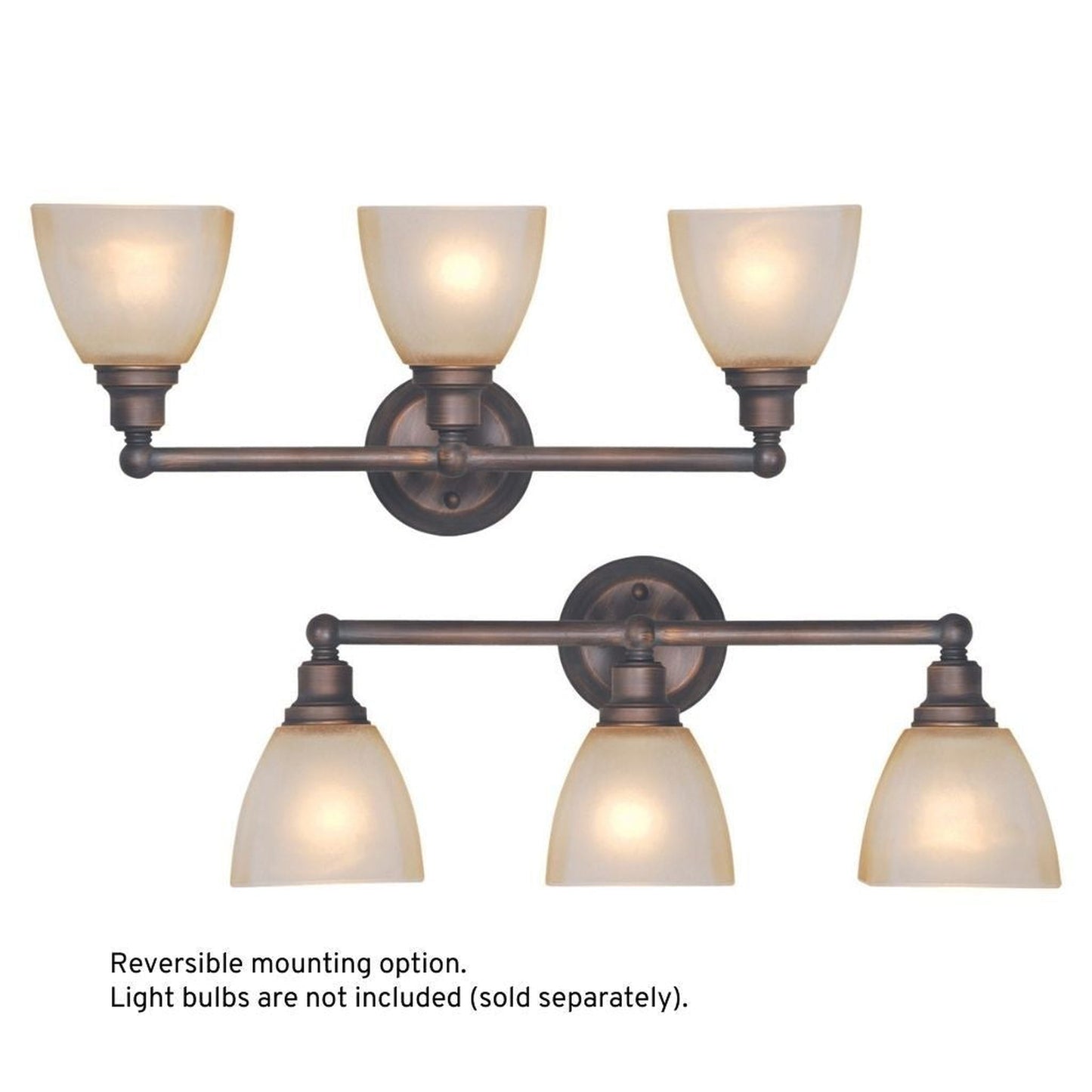 Craftmade Bradley 24" 3-Light Bronze Vanity Light With Light Tea Stained Glass Shades