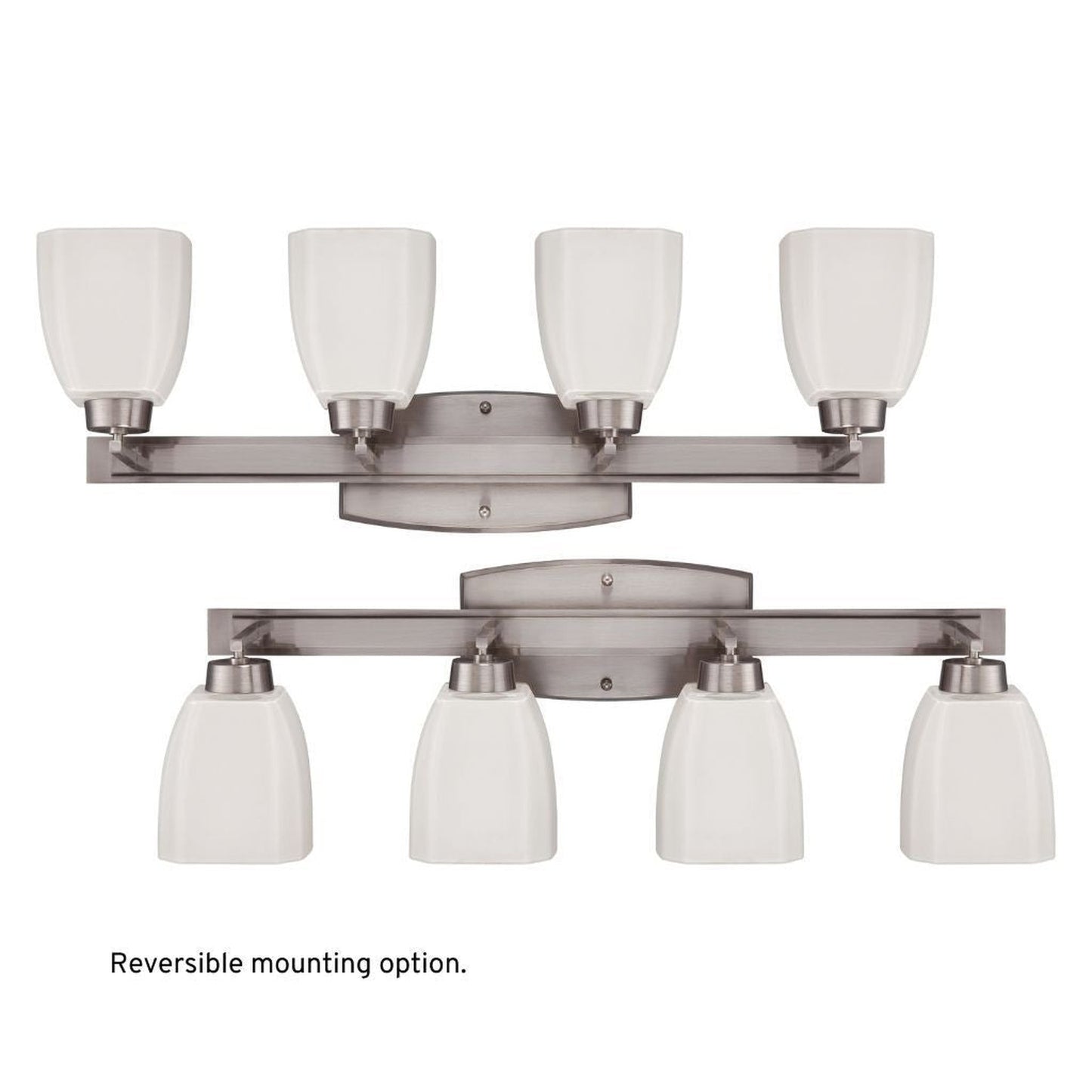 Craftmade Bridwell 28" 4-Light Brushed Polished Nickel Vanity Light With White Frosted Glass Shades