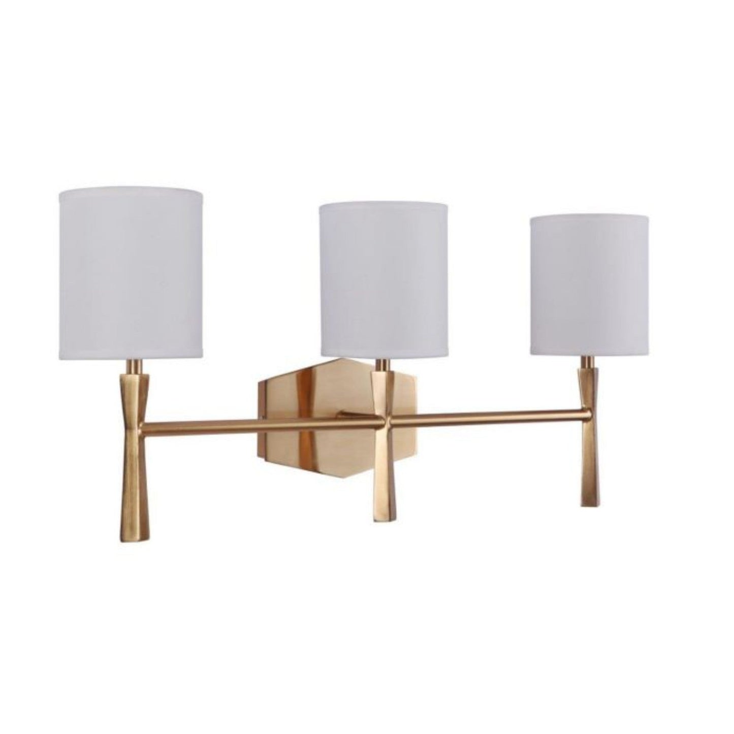 Craftmade Chatham 23" 3-Light Satin Brass Vanity Light With White Linen Shades
