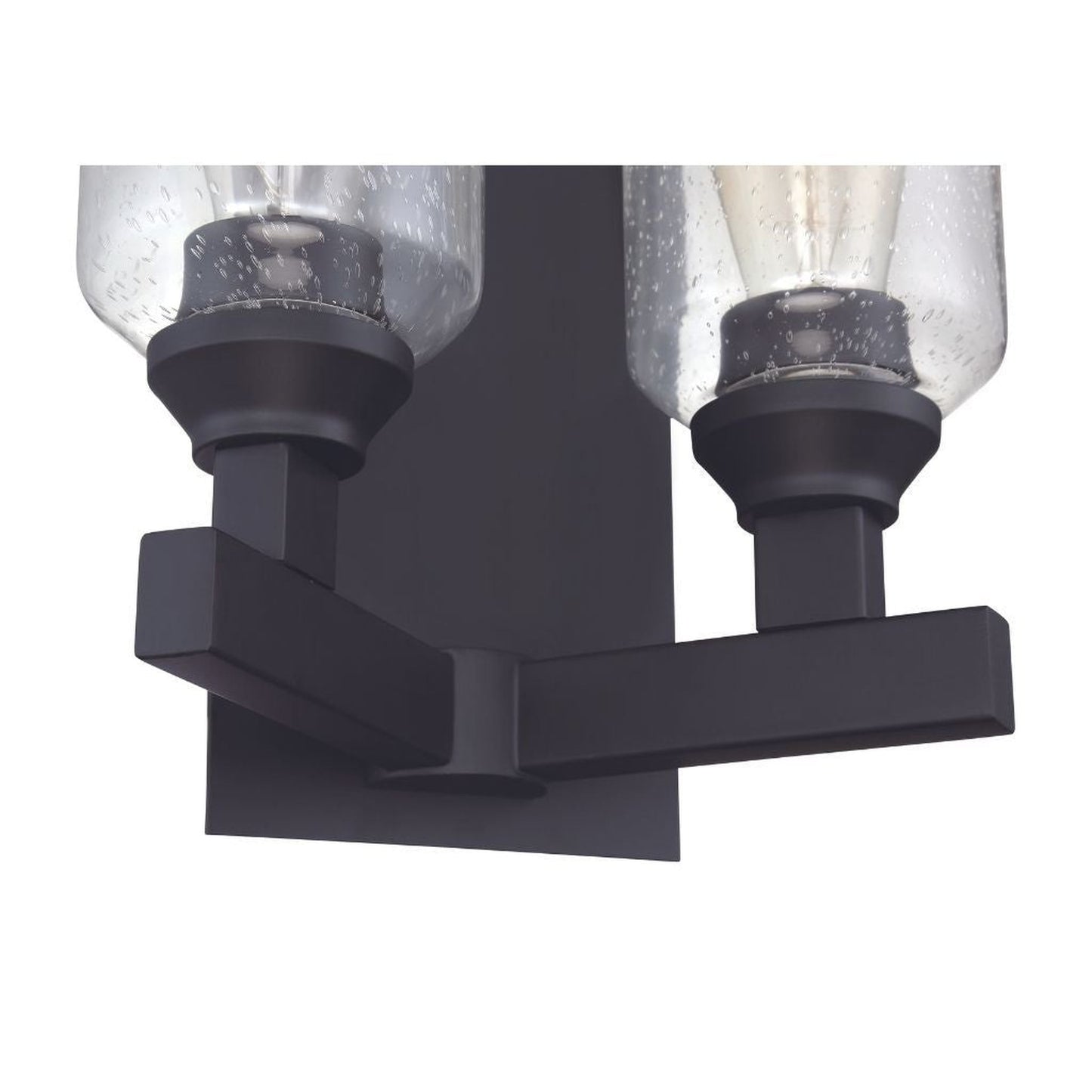 Craftmade Chicago 10" 2-Light Flat Black Vanity Light With Clear Seeded Glass Shades