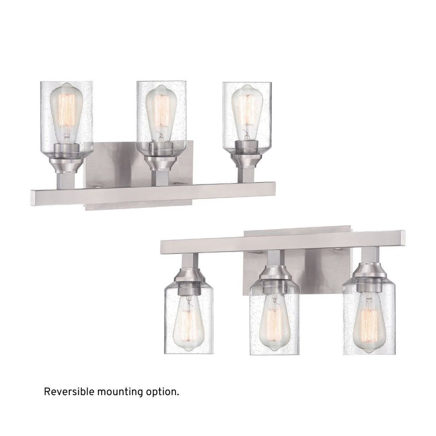 Craftmade Chicago 22" 3-Light Brushed Polished Nickel Vanity Light With Clear Seeded Glass Shades