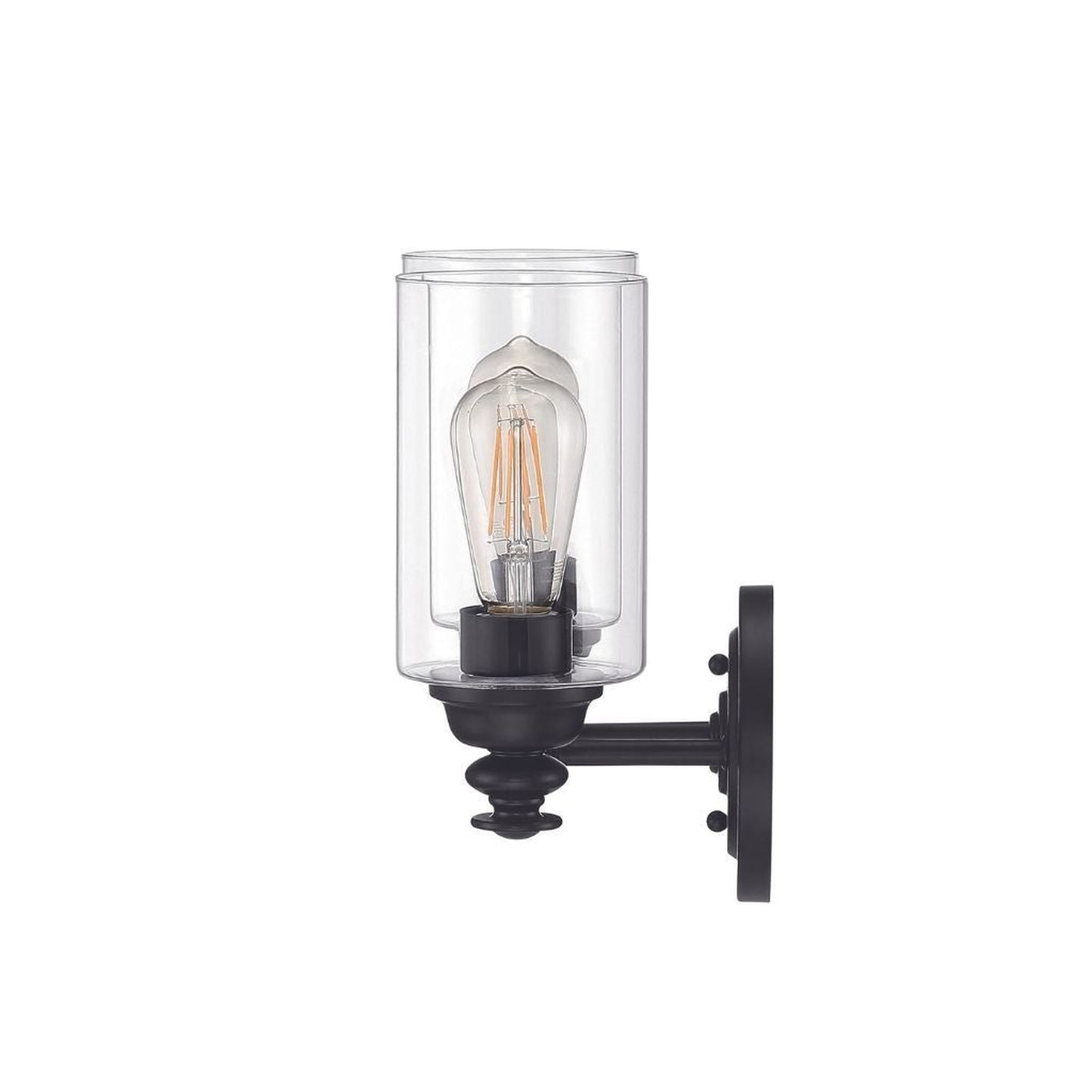 Craftmade Dardyn 13" 2-Light Flat Black Vanity Light With Clear Glass Shades