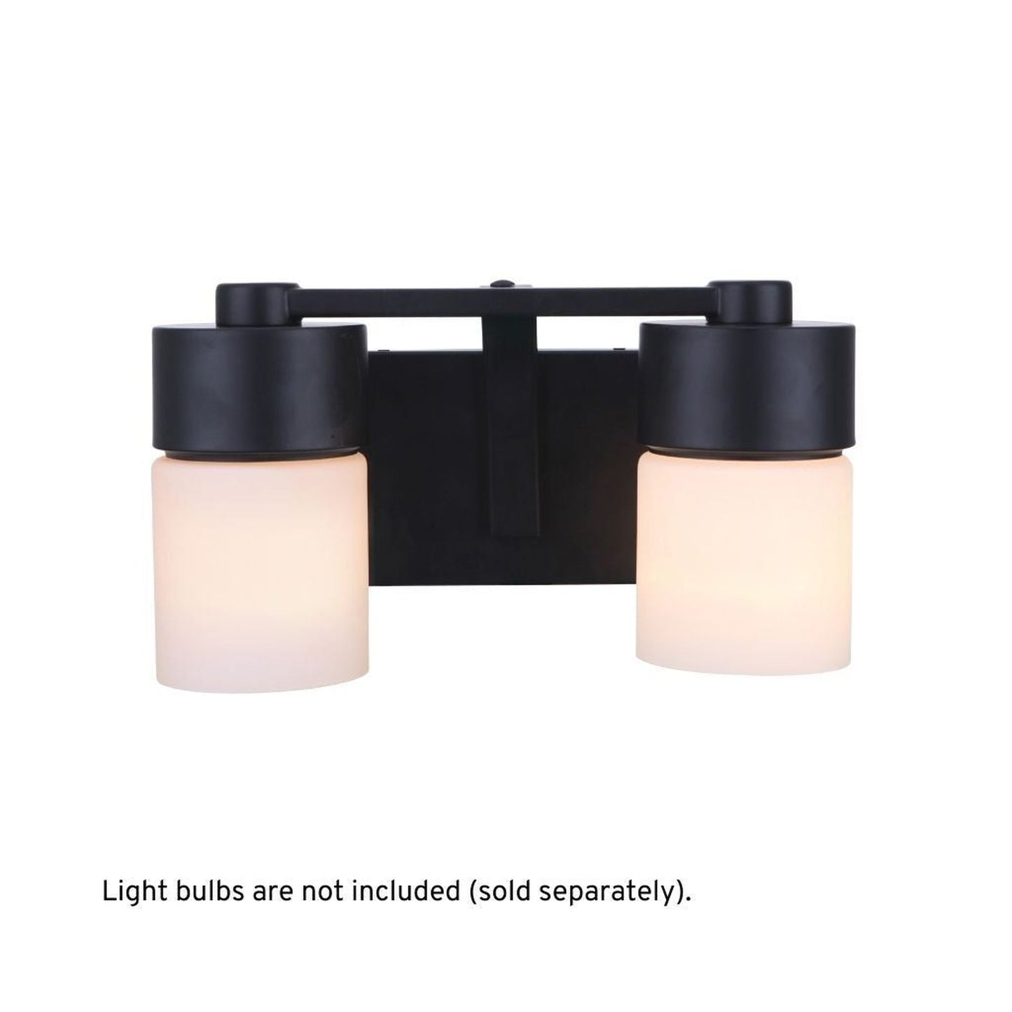 Craftmade District 14" 2-Light Flat Black Vanity Light With White Opal Glass Shades