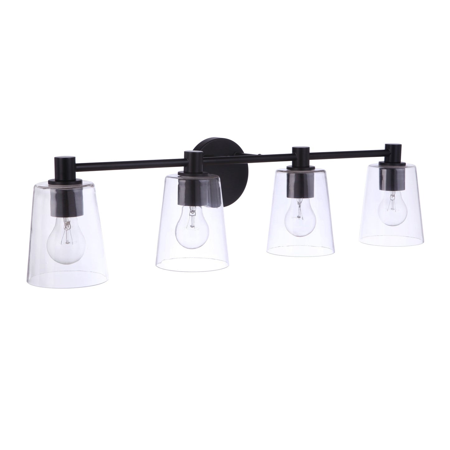 Craftmade Emilio 33" 4-Light Flat Black Vanity Light With Clear Glass Shades