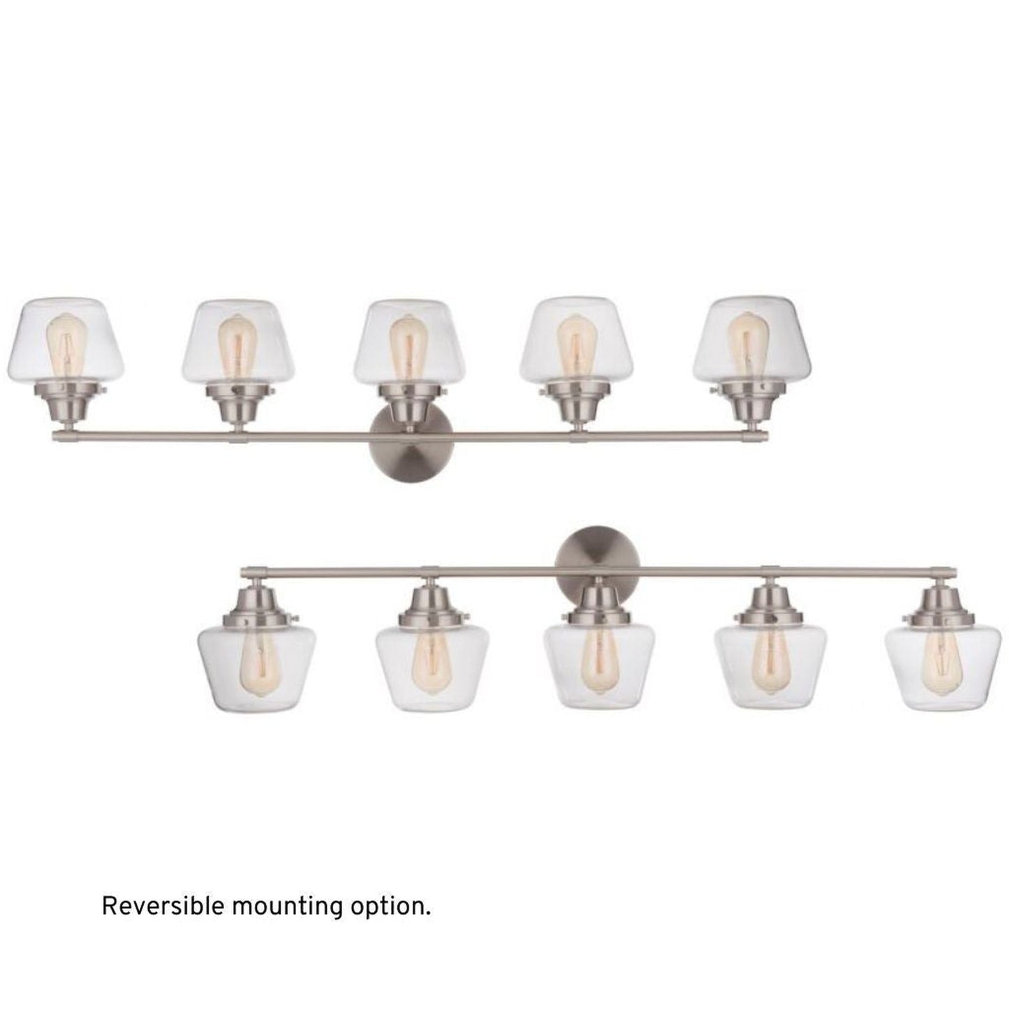 Craftmade Essex 48" 5-Light Brushed Polished Nickel Vanity Light With Clear Glass Shades