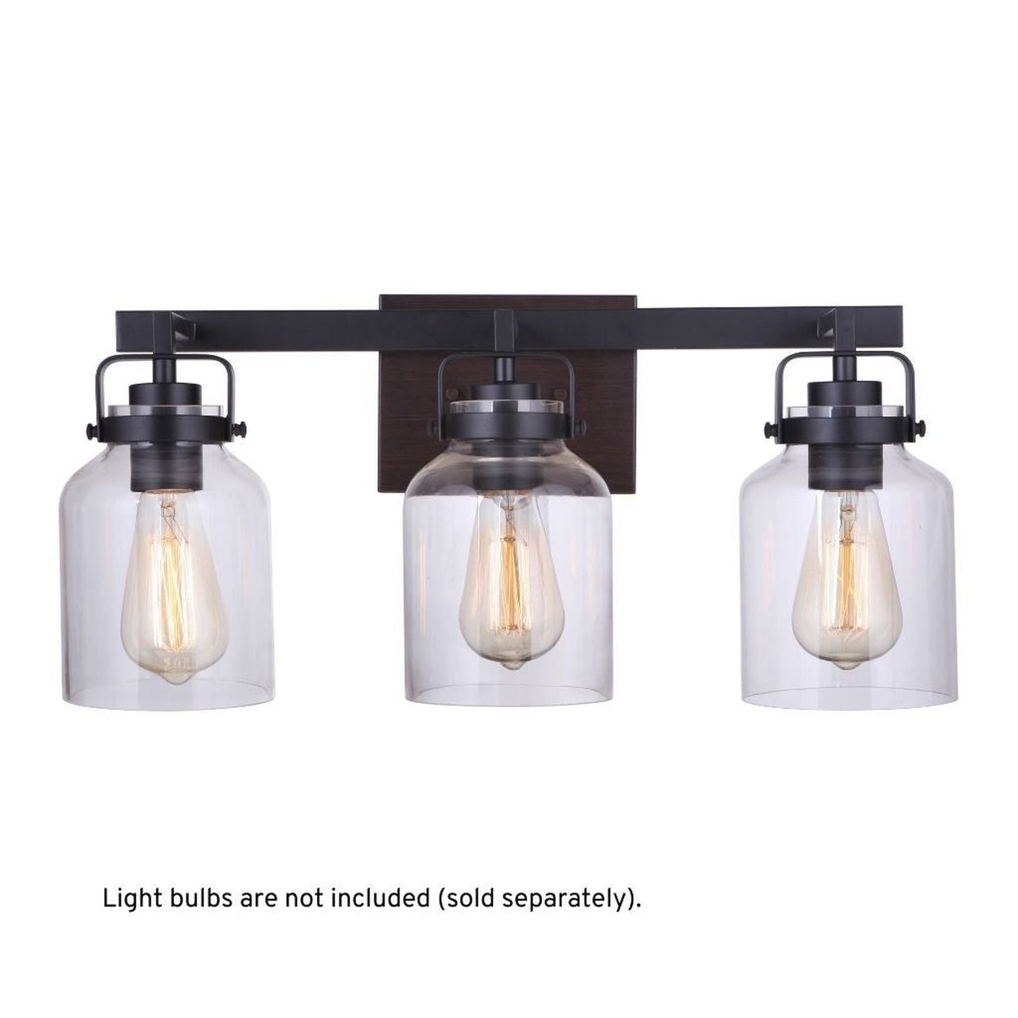 Craftmade Foxwood 21" 3-Light Flat Black and Dark Teak Vanity Light With Clear Glass Shades