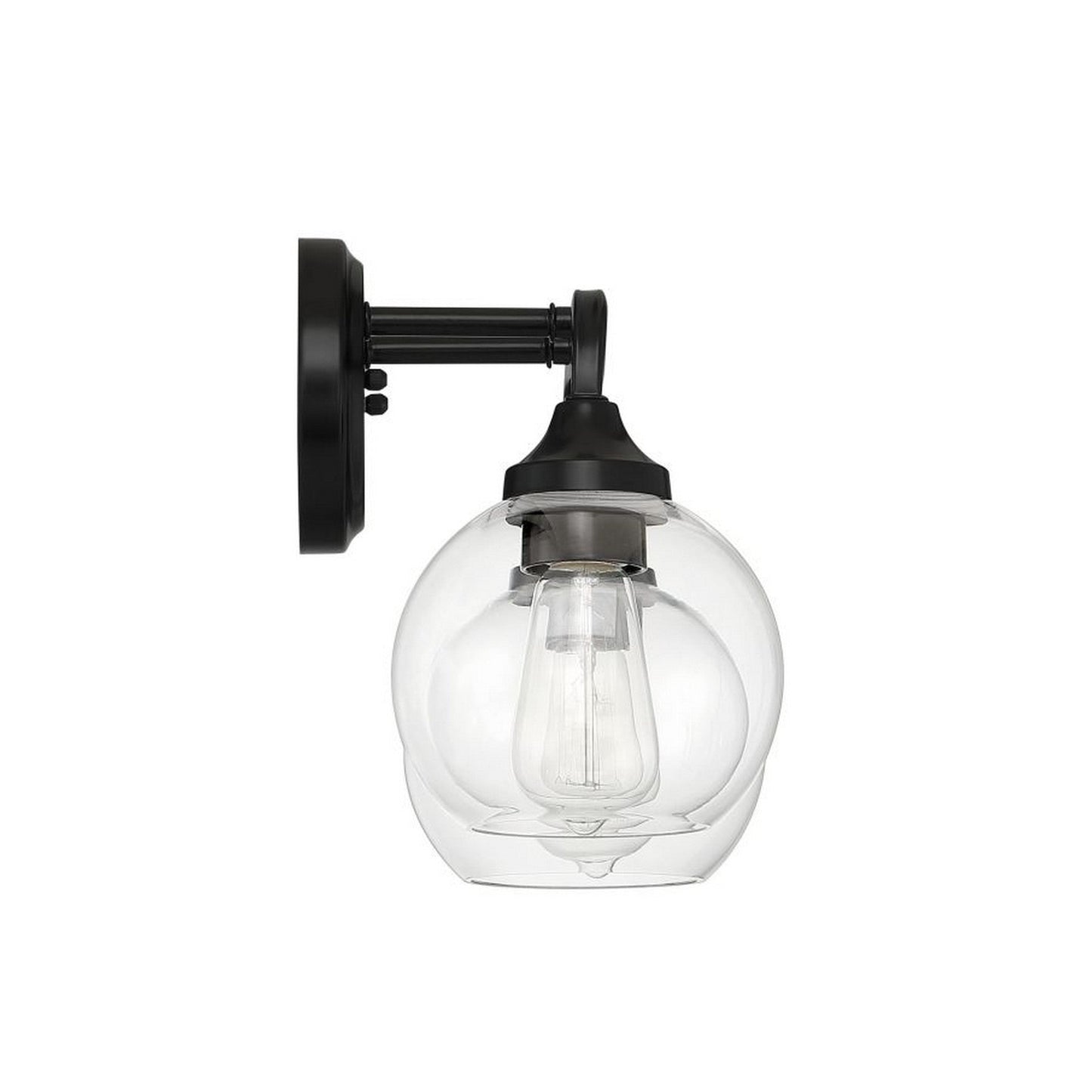 Craftmade Glenda 15" 2-Light Flat Black Vanity Light With Clear Glass Shades