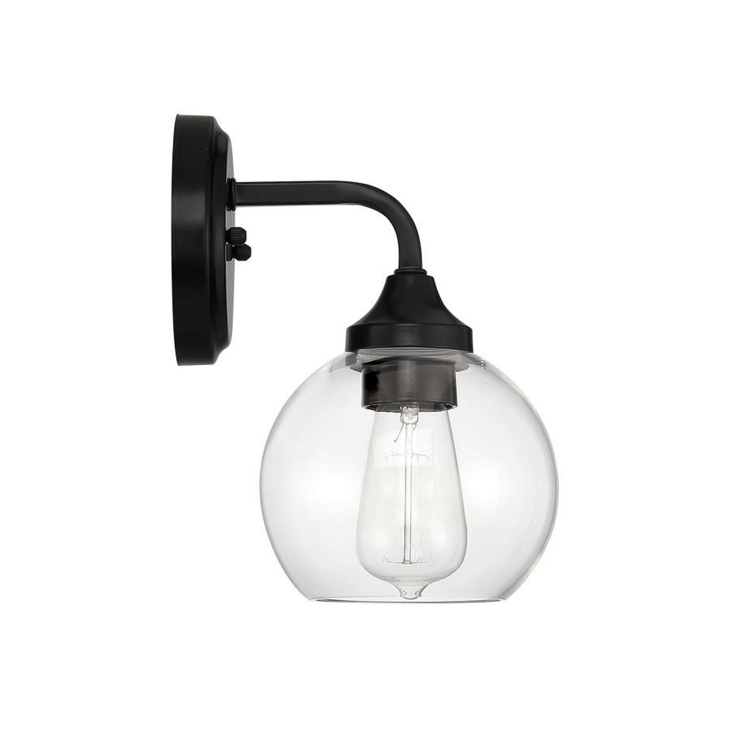 Craftmade Glenda 6" x 10" 1-Light Flat Black Wall Sconce With Clear Glass Shade