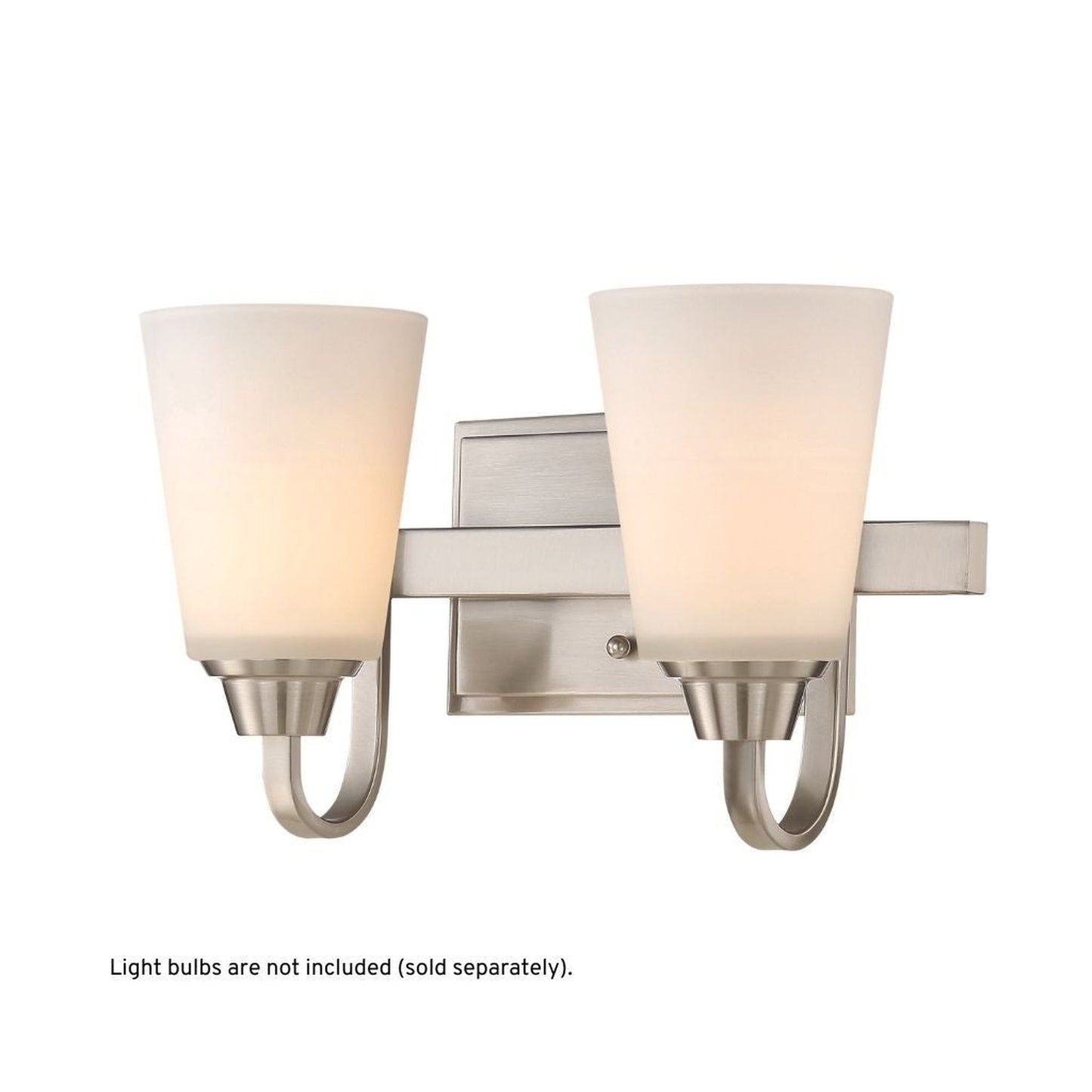 Craftmade Grace 14" 2-Light Brushed Polished Nickel Vanity Light With White Frosted Glass Shades