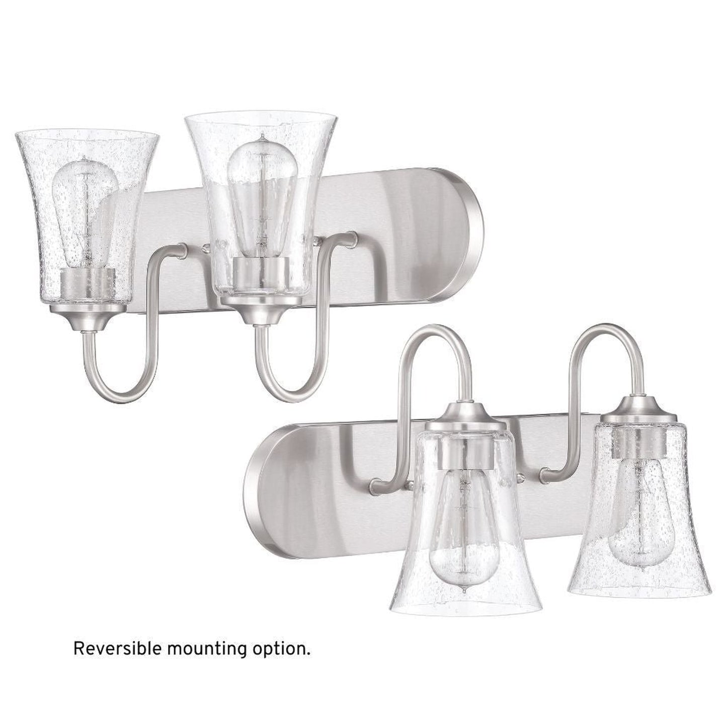 Craftmade Gwyneth 18" 2-Light Brushed Polished Nickel Vanity Light With Clear Seeded Glass Shades