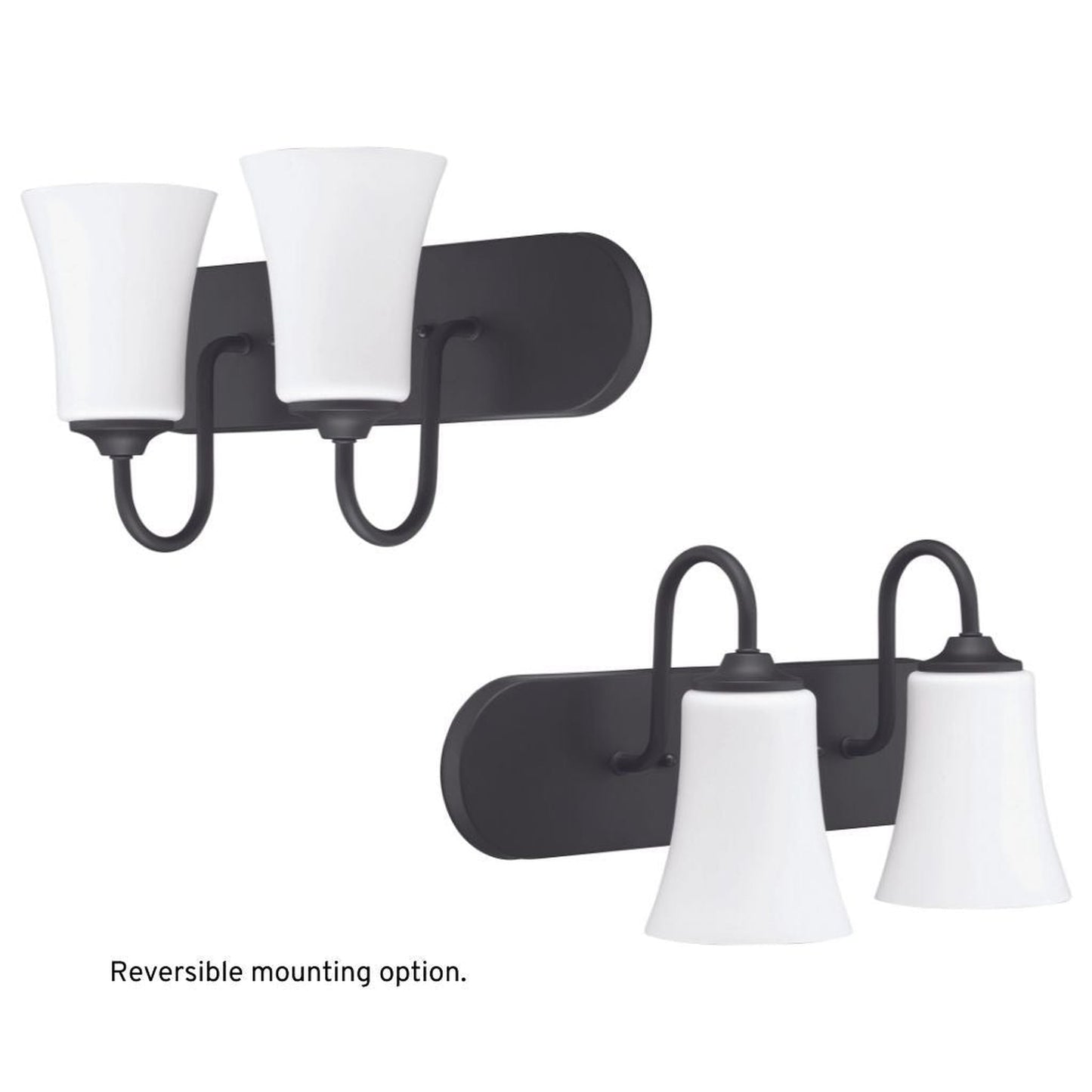 Craftmade Gwyneth 18" 2-Light Flat Black Vanity Light With White Frosted Glass Shades