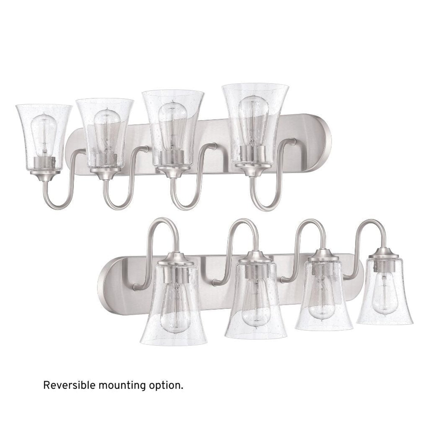 Craftmade Gwyneth 30" 4-Light Brushed Polished Nickel Vanity Light With Clear Seeded Glass Shades