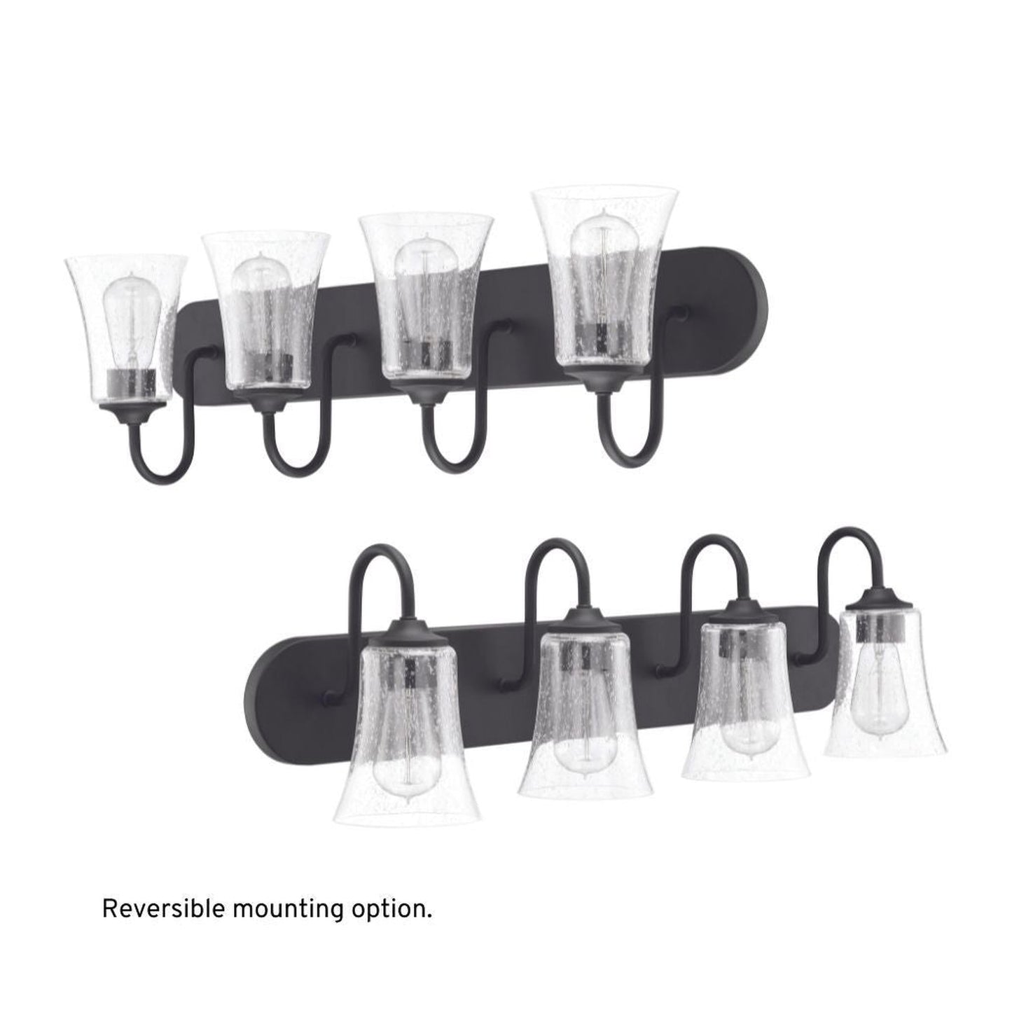 Craftmade Gwyneth 30" 4-Light Flat Black Vanity Light With Clear Seeded Glass Shades