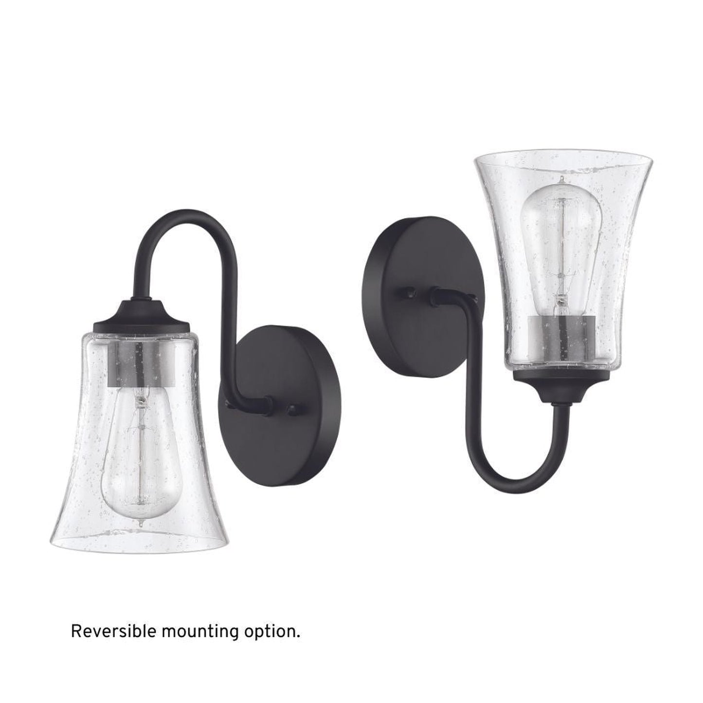 Craftmade Gwyneth 5" x 10" 1-Light Flat Black Wall Sconce With Clear Seeded Glass Shade