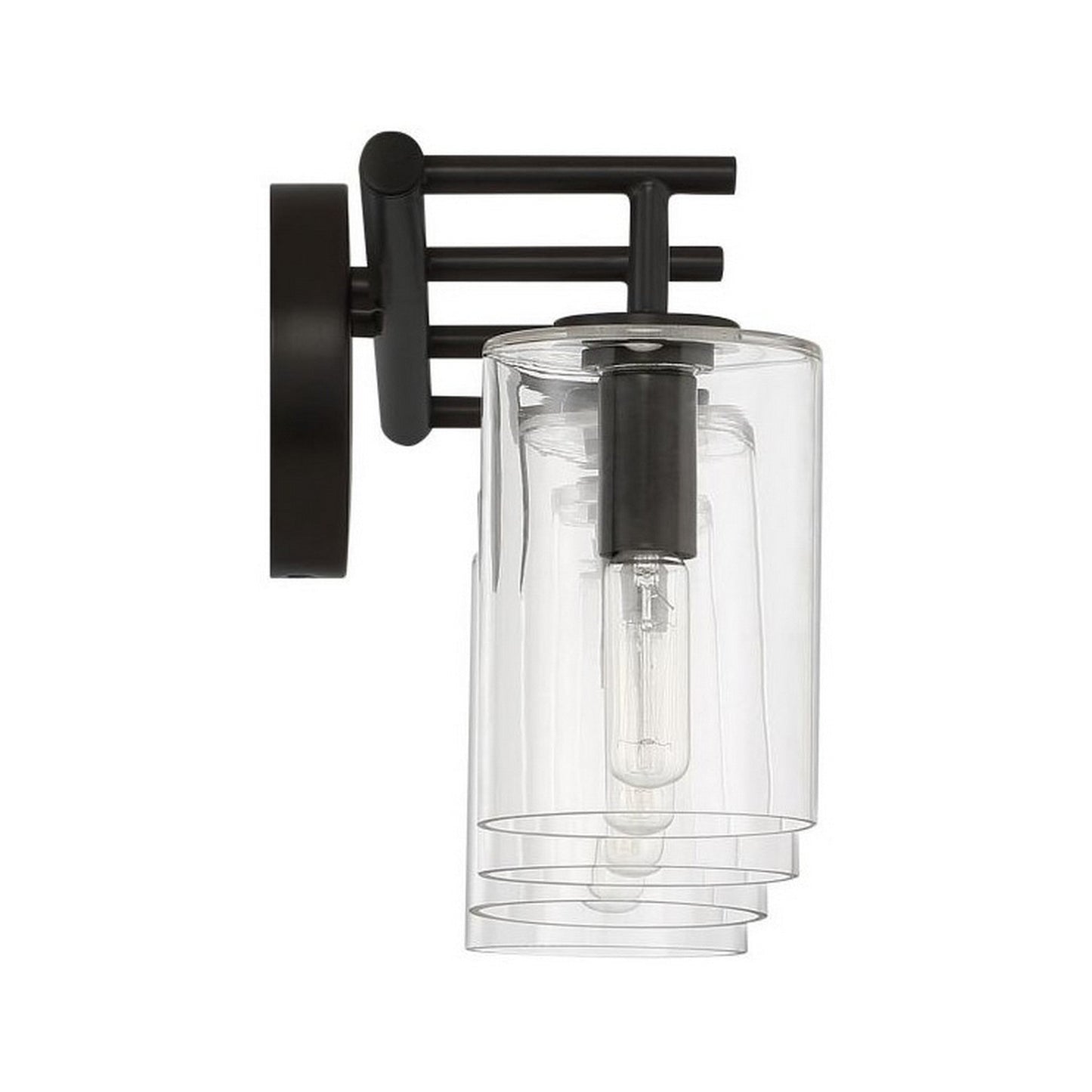 Craftmade Hailie 28" 4-Light Flat Black Vanity Light With Clear Glass Cylinder Shades