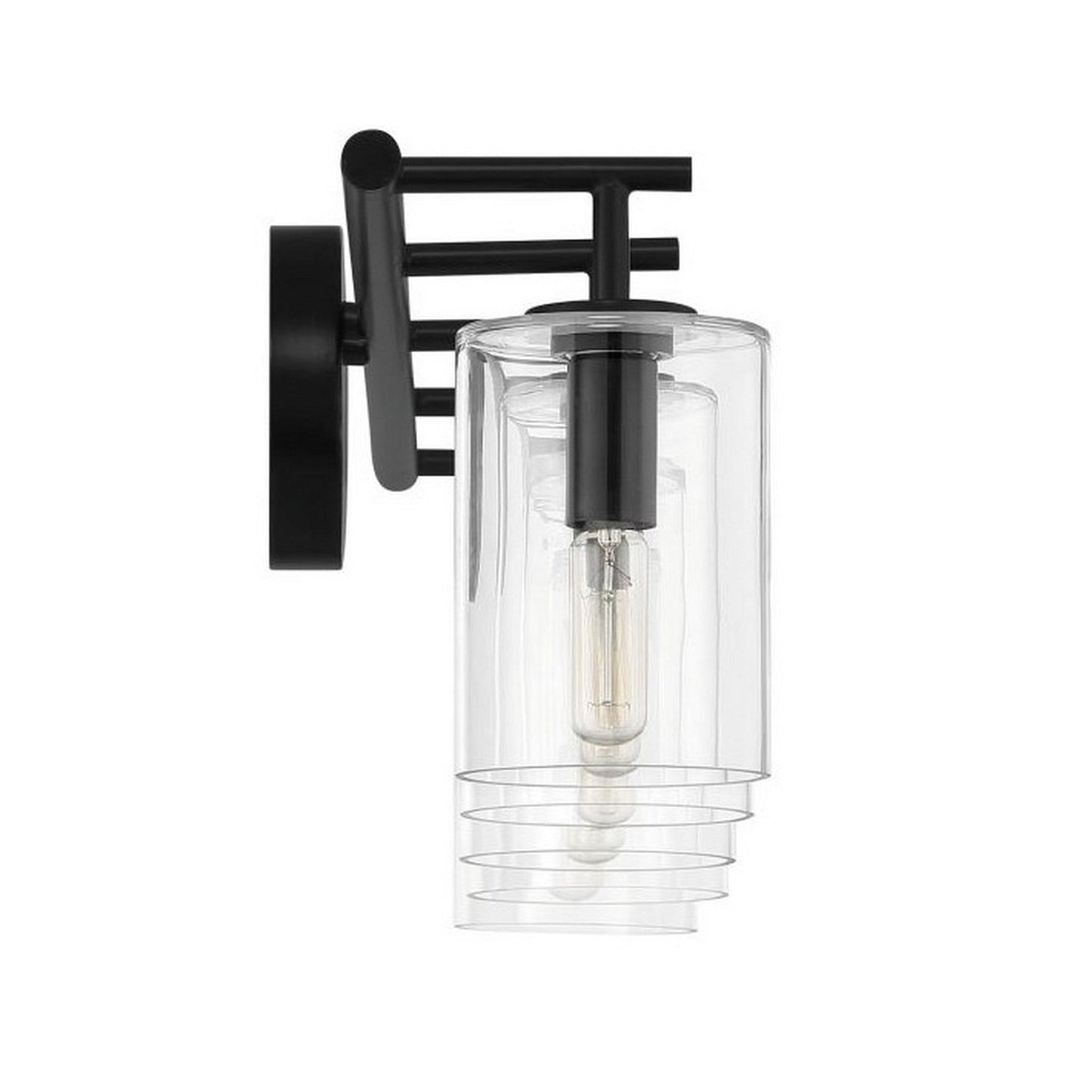 Craftmade Hailie 35" 5-Light Flat Black Vanity Light With Clear Glass Cylinder Shades