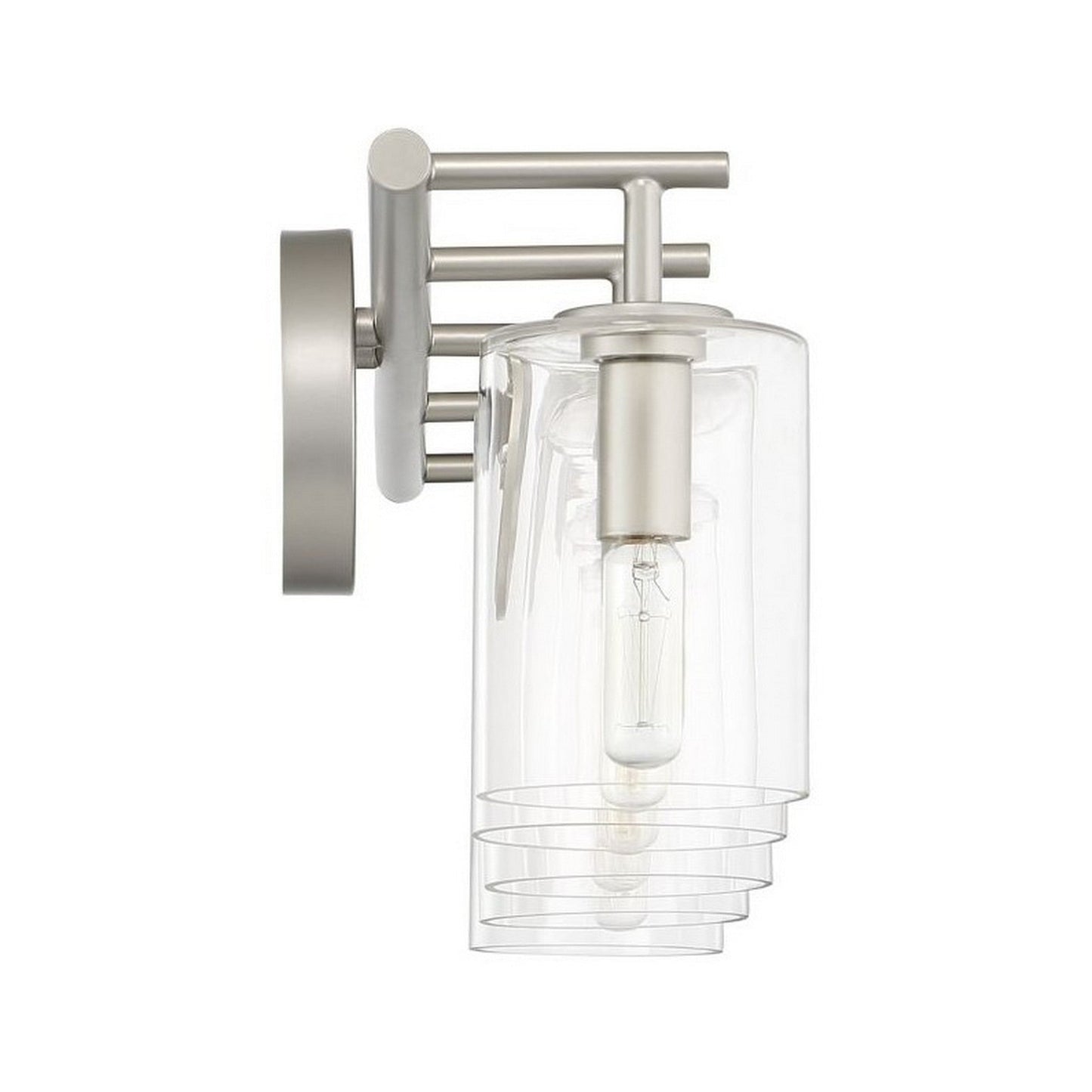 Craftmade Hailie 35" 5-Light Satin Nickel Vanity Light With Clear Glass Cylinder Shades