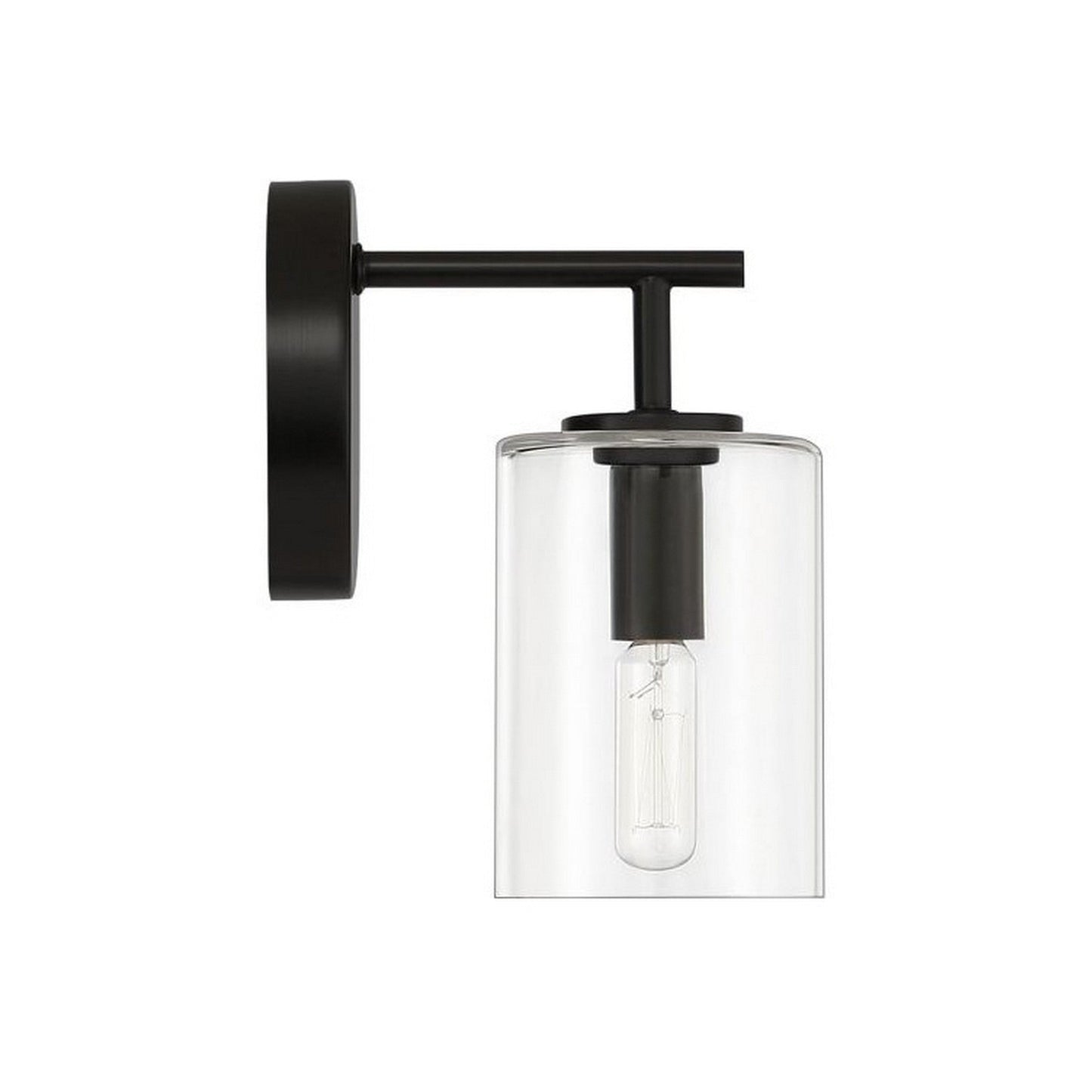 Craftmade Hailie 5" x 9" 1-Light Flat Black Wall Sconce With Clear Glass Cylinder Shade