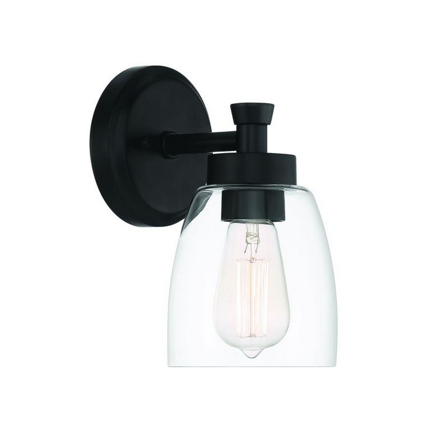 Craftmade Henning 5" x 9" 1-Light Flat Black Wall Sconce With Clear Glass Shade