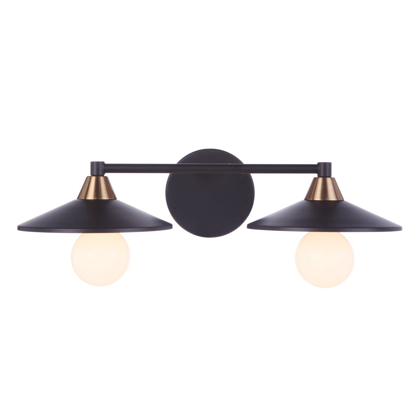 Craftmade Isaac 19" 2-Light Flat Black and Satin Brass Vanity Light With Metal Shade