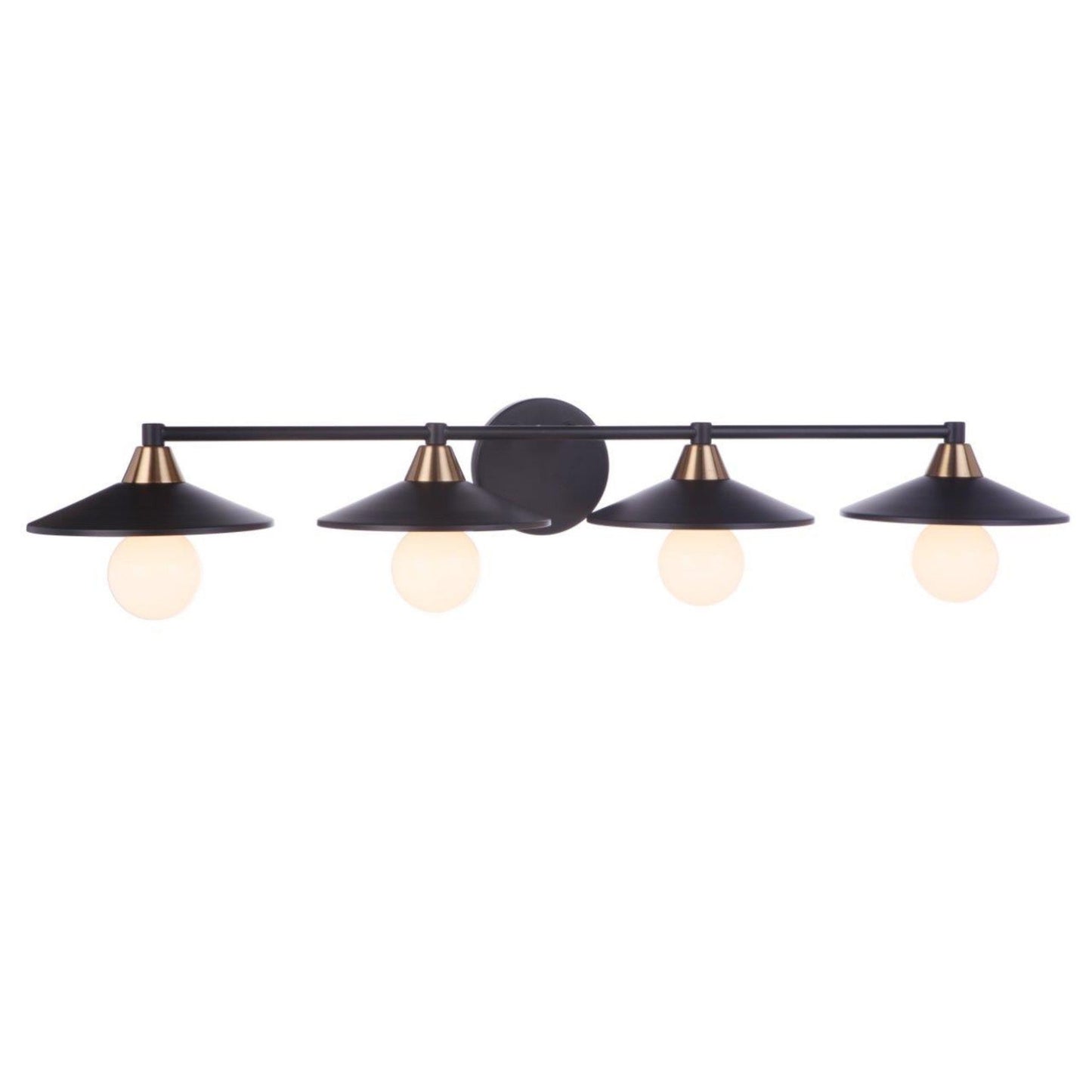 Craftmade Isaac 37" 4-Light Flat Black and Satin Brass Vanity Light With Metal Shade