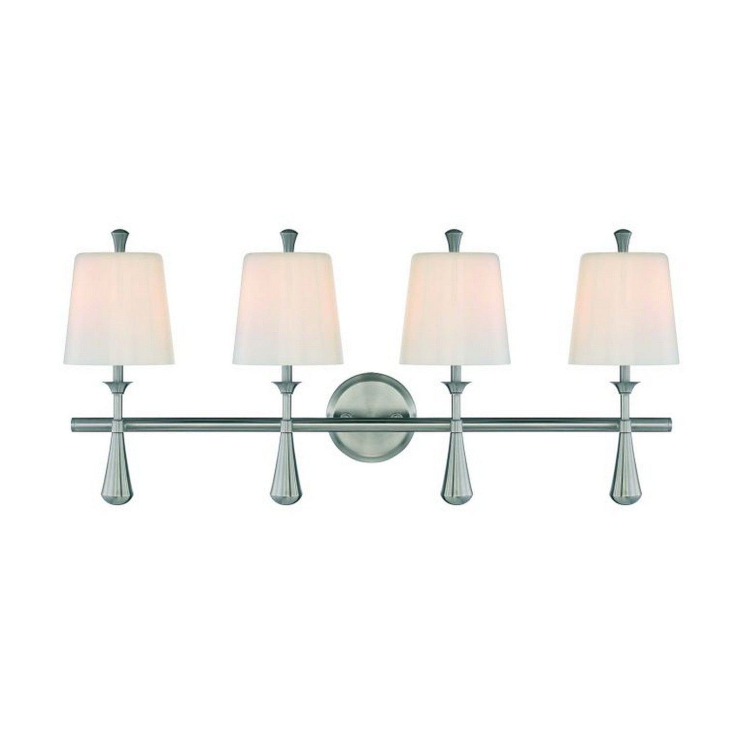 Craftmade Palmer 32" 4-Light Brushed Polished Nickel Vanity Light With Frosted Opal White Glass Shades