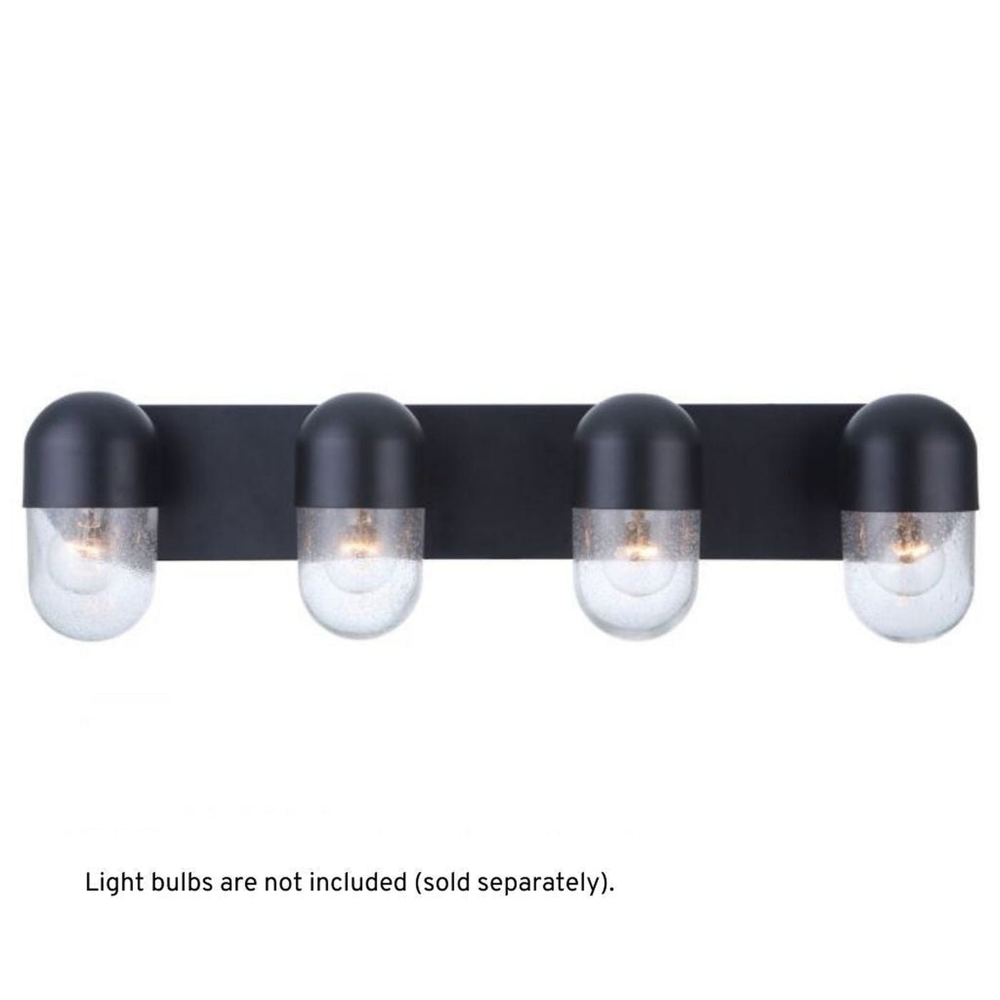 Craftmade Pill 31" 4-Light Flat Black Vanity Light With Clear Seeded Glass Shades