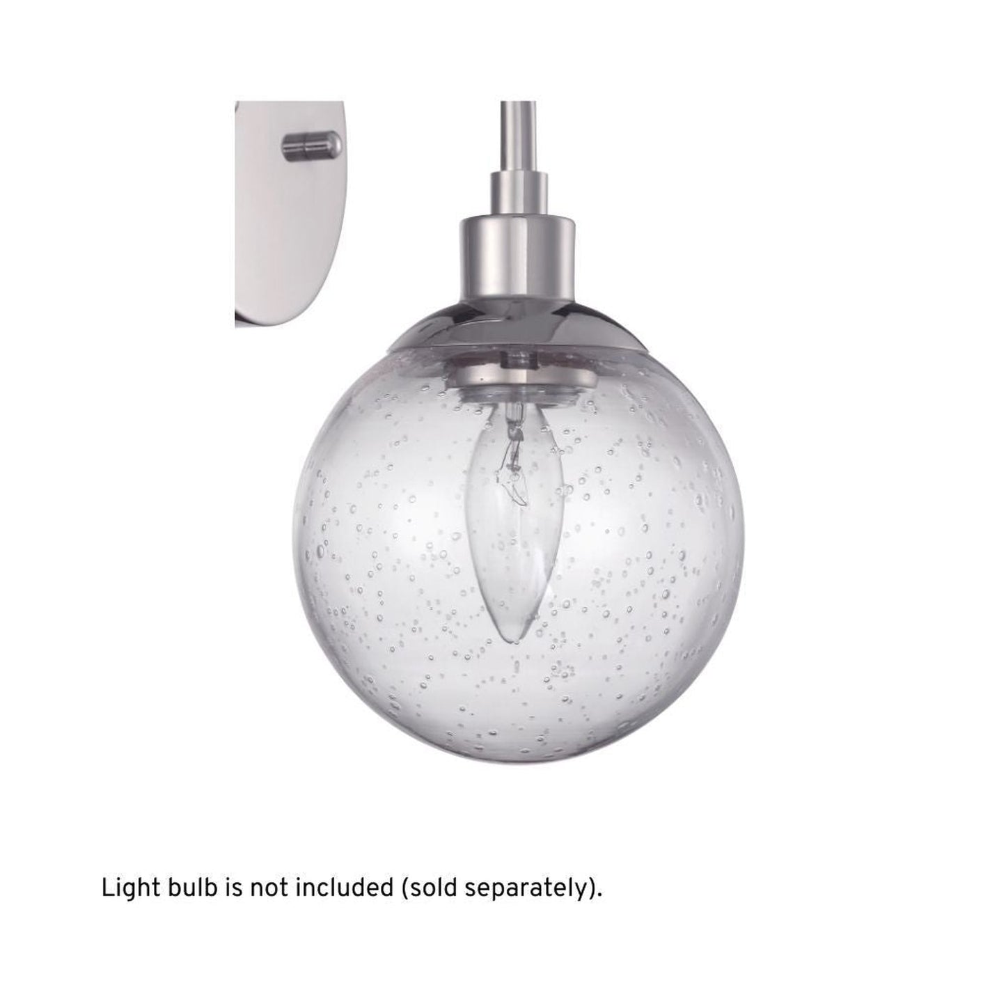 Craftmade Que 6" x 11" 1-Light Chrome Wall Sconce With Clear Seeded Glass Globe Shade