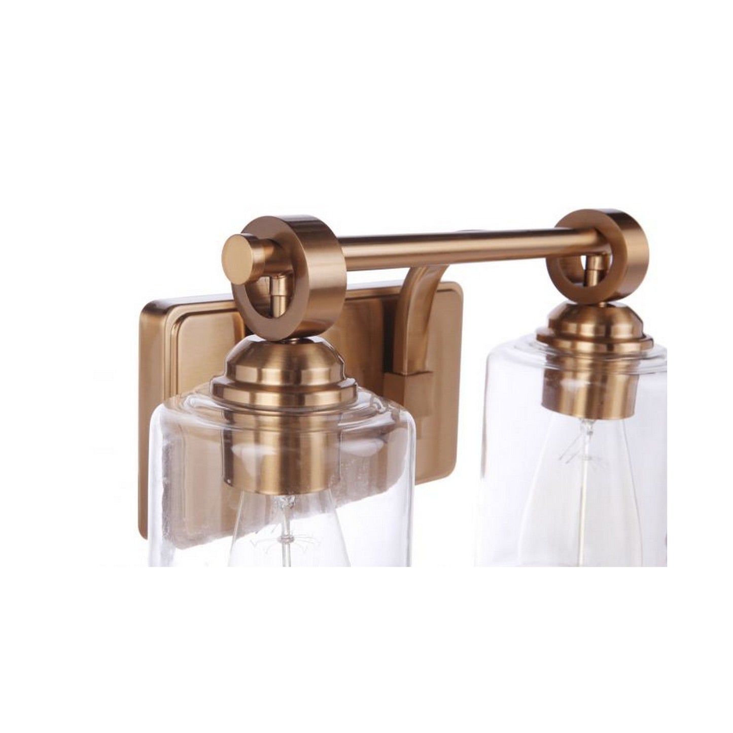 Craftmade Romero 14" 2-Light Satin Brass Vanity Light With Clear Glass Shades