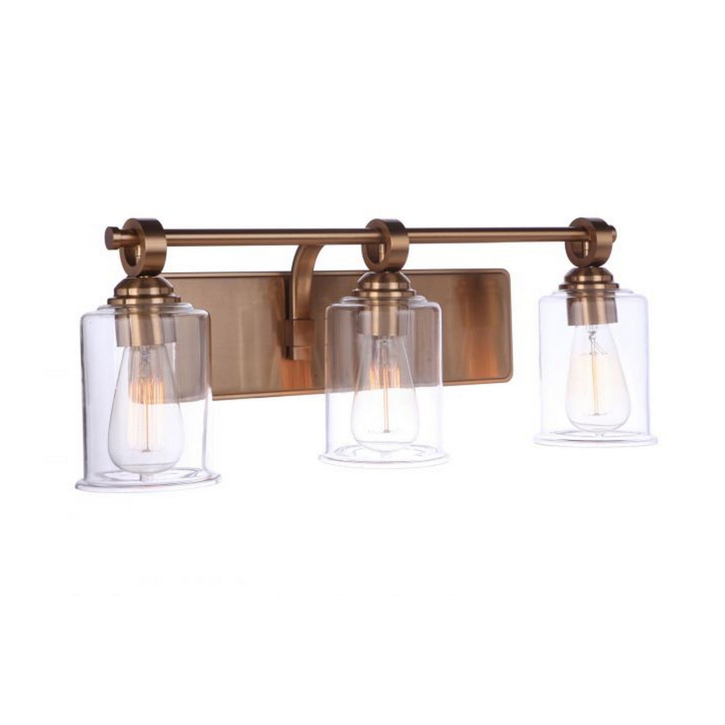 Craftmade Romero 24" 3-Light Satin Brass Vanity Light With Clear Glass Shades