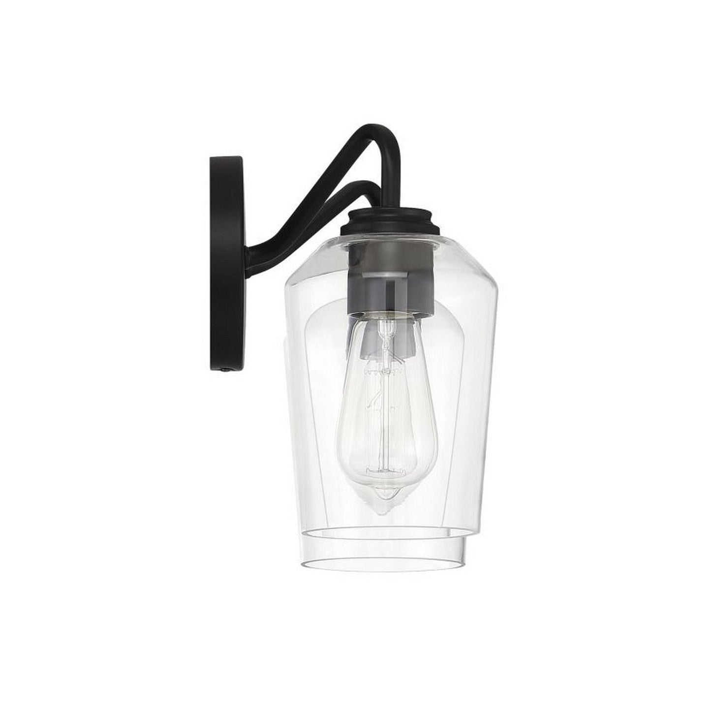 Craftmade Shayna 15" 2-Light Flat Black Vanity Light With Clear Glass Shades