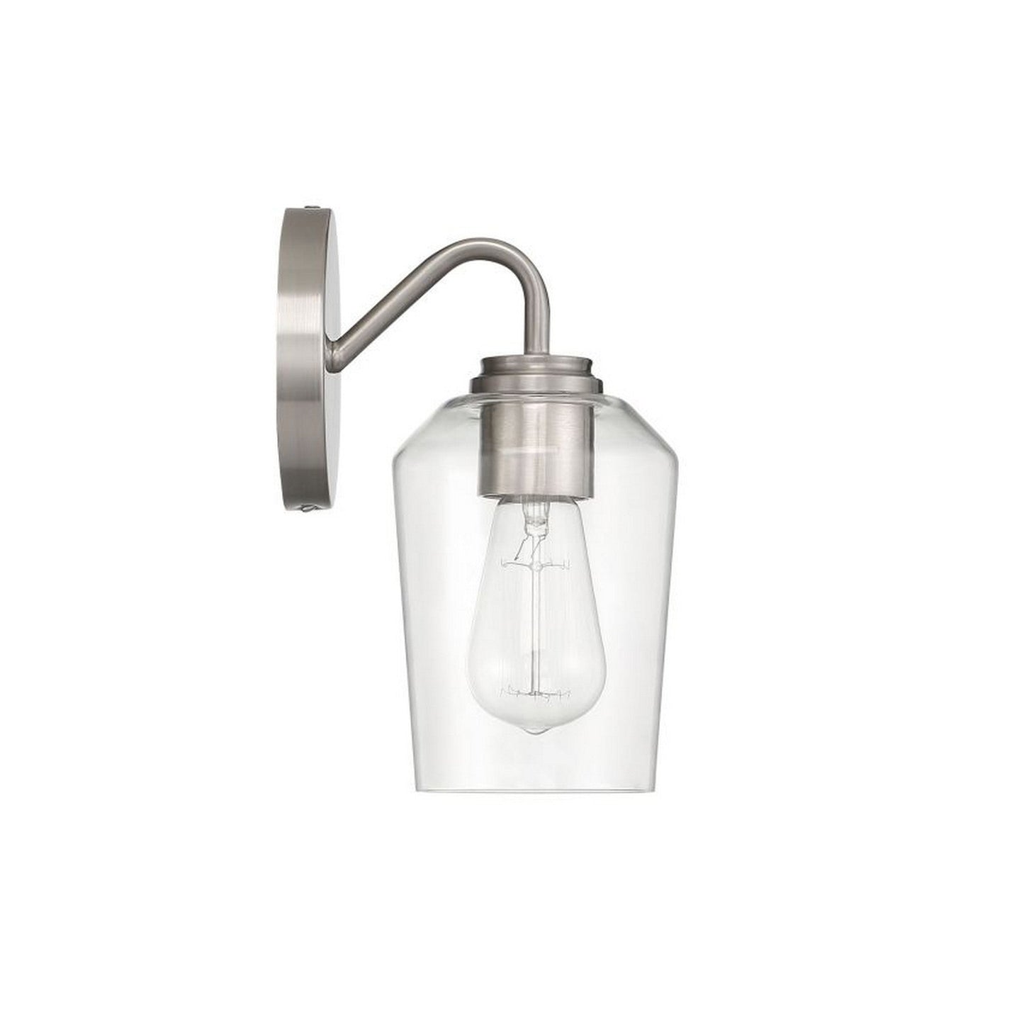 Craftmade Shayna 5" x 11" 1-Light Brushed Polished Nickel Wall Sconce With Clear Glass Shade