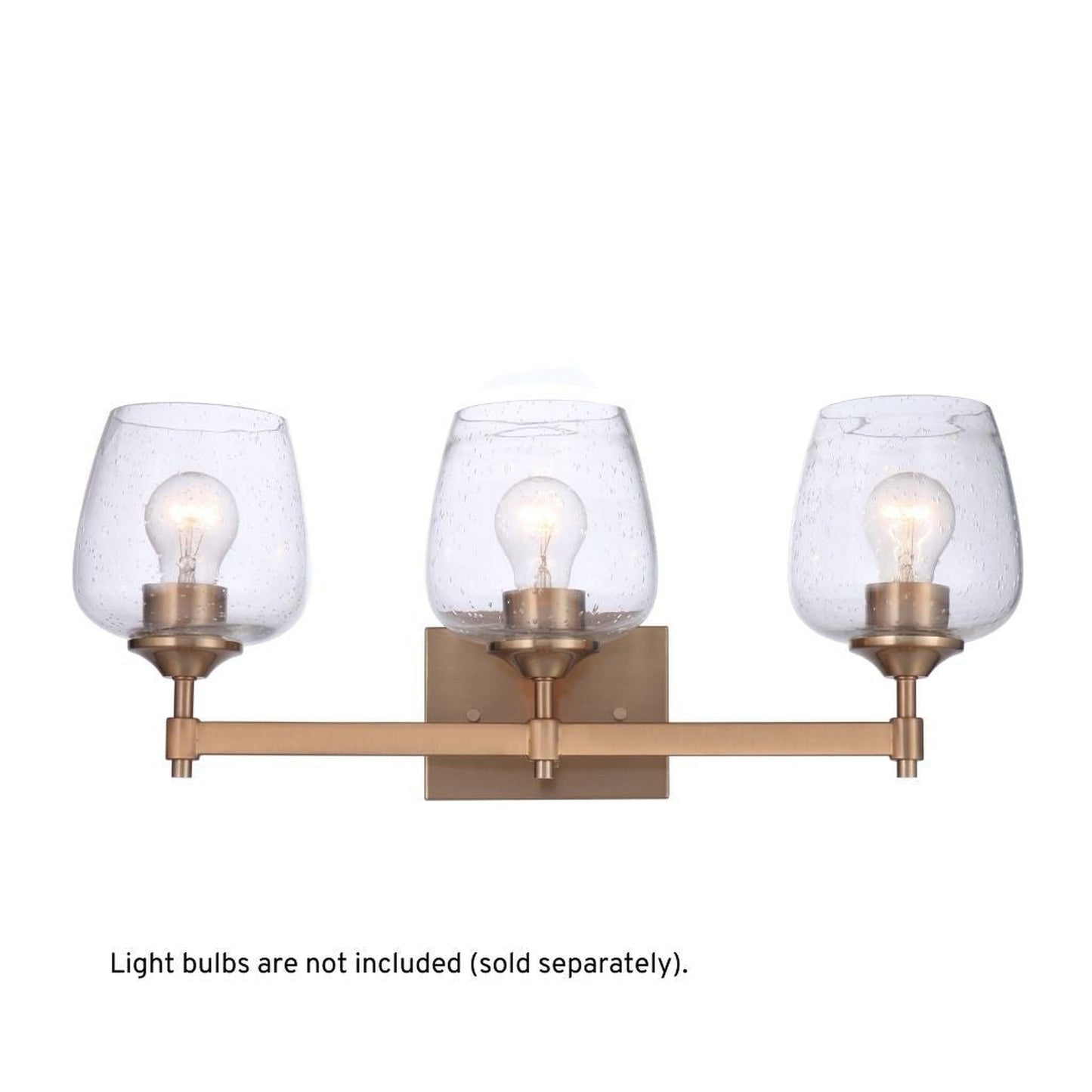 Craftmade Stellen 22" 3-Light Satin Brass Vanity Light With Clear Seeded Glass Shades