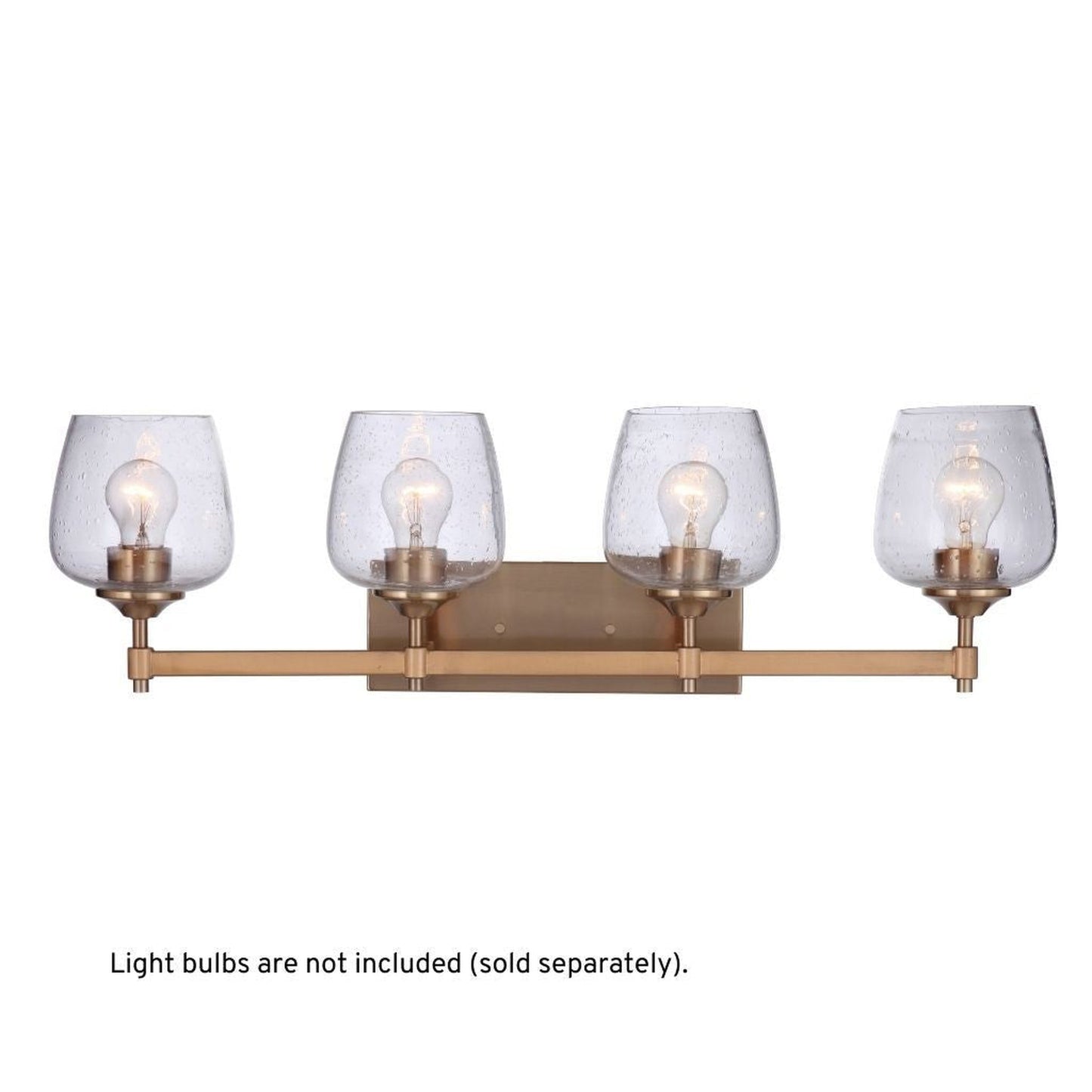 Craftmade Stellen 30" 4-Light Satin Brass Vanity Light With Clear Seeded Glass Shades