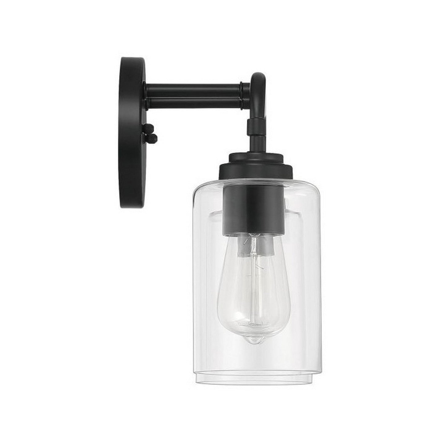 Craftmade Stowe 15" 2-Light Flat Black Vanity Light With Clear Glass Shades