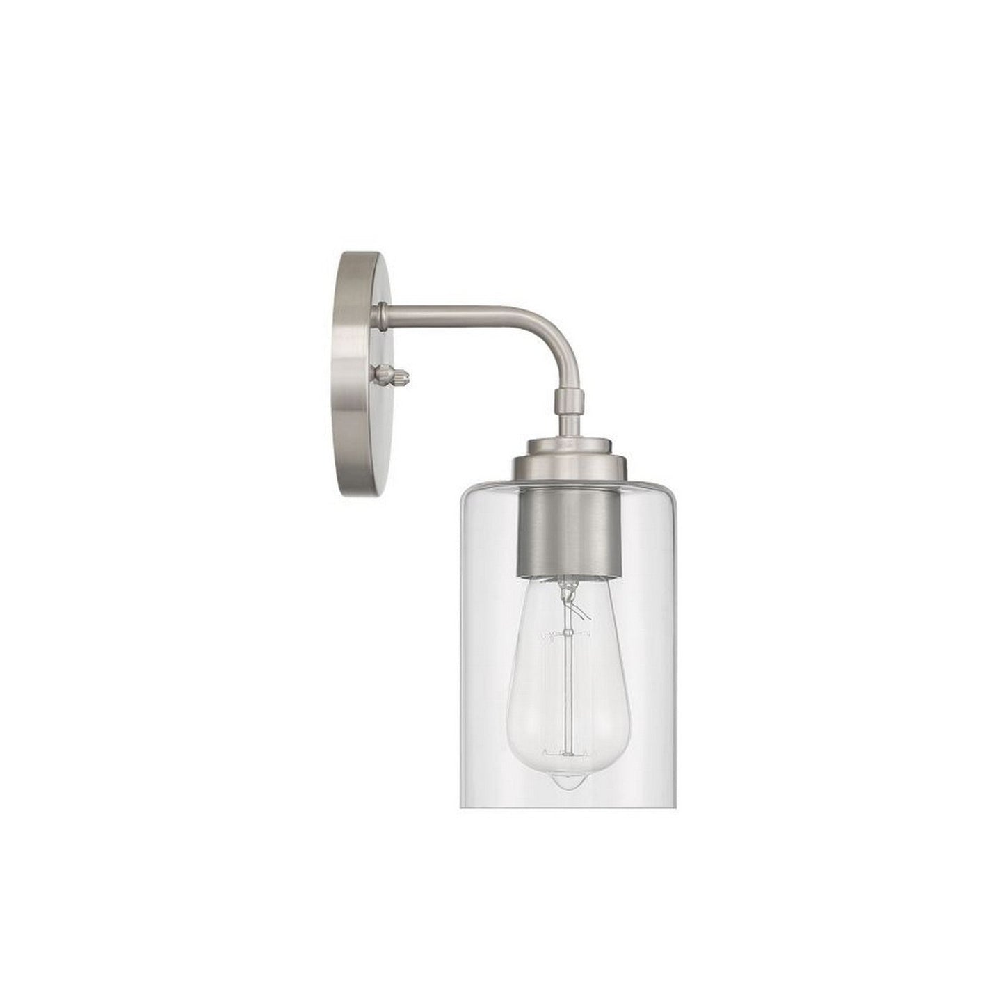 Craftmade Stowe 5" x 11" 1-Light Brushed Polished Nickel Wall Sconce With Clear Glass Shade