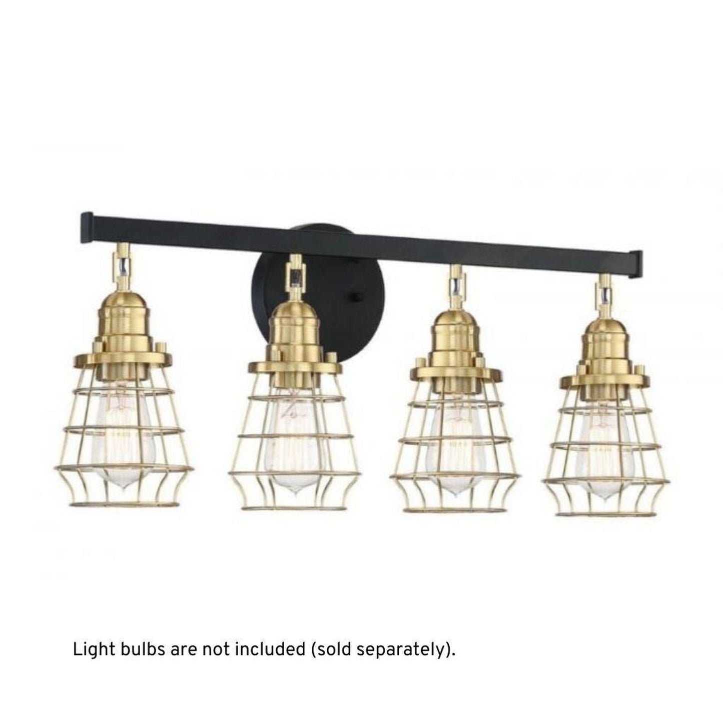 Craftmade Thatcher 26" 4-Light Flat Black Vanity Light With Satin Brass Metal Wire Shades