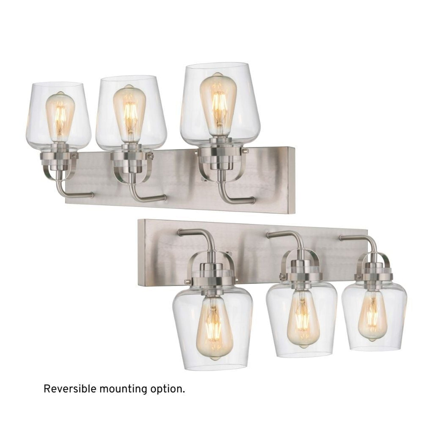 Craftmade Trystan 22" 3-Light Brushed Polished Nickel Vanity Light With Clear Glass Shades