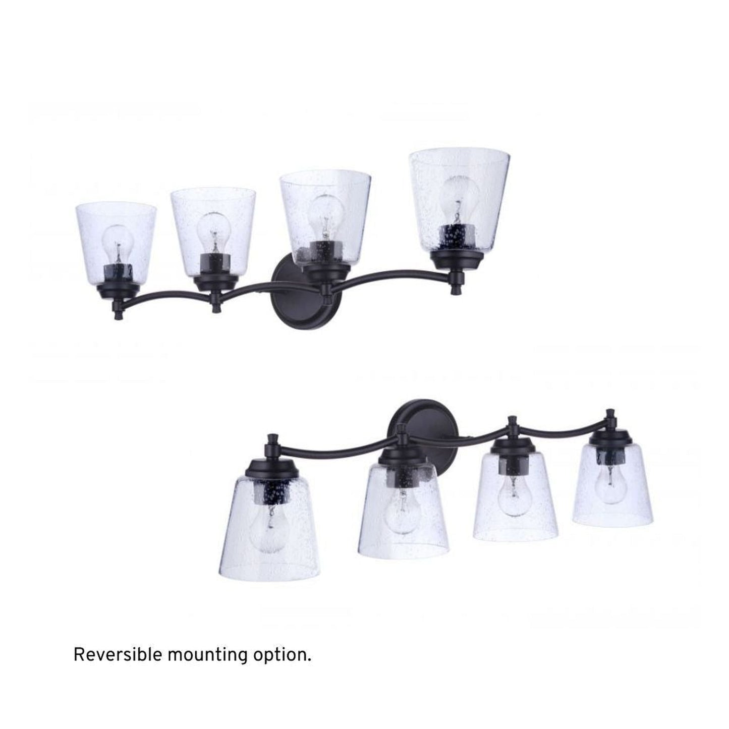 Craftmade Tyler 31" 4-Light FLat Black Vanity Light With Clear Seeded Glass Shades