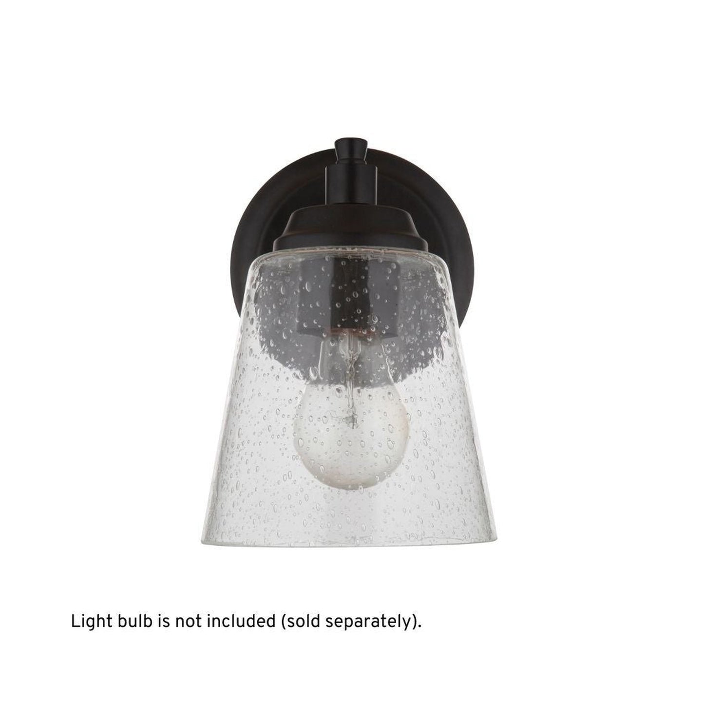 Craftmade Tyler 6" x 10" 1-Light FLat Black Wall Sconce With Clear Seeded Glass Shade