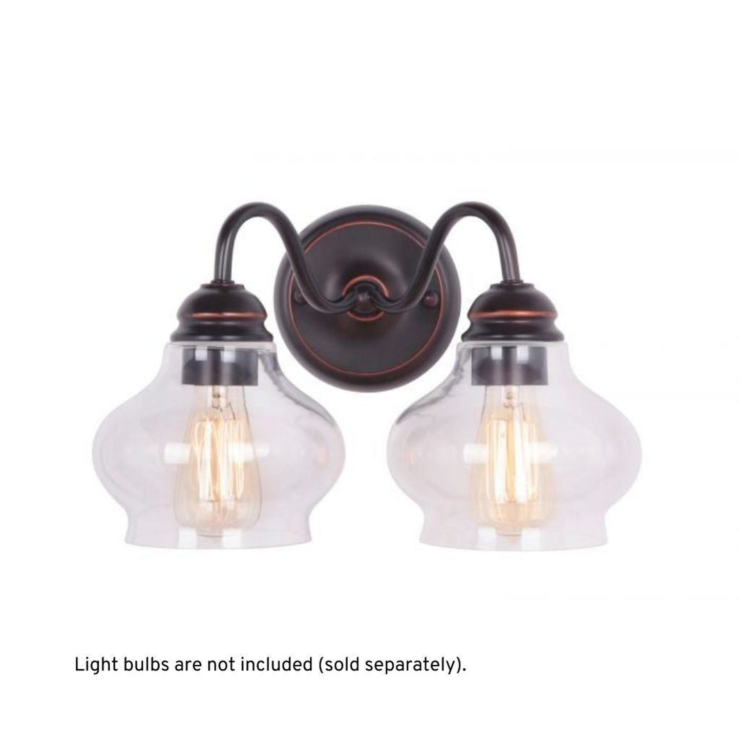 Craftmade Yorktown 14" 2-Light Oiled Bronze Vanity Light With Antique Clear Glass Shades