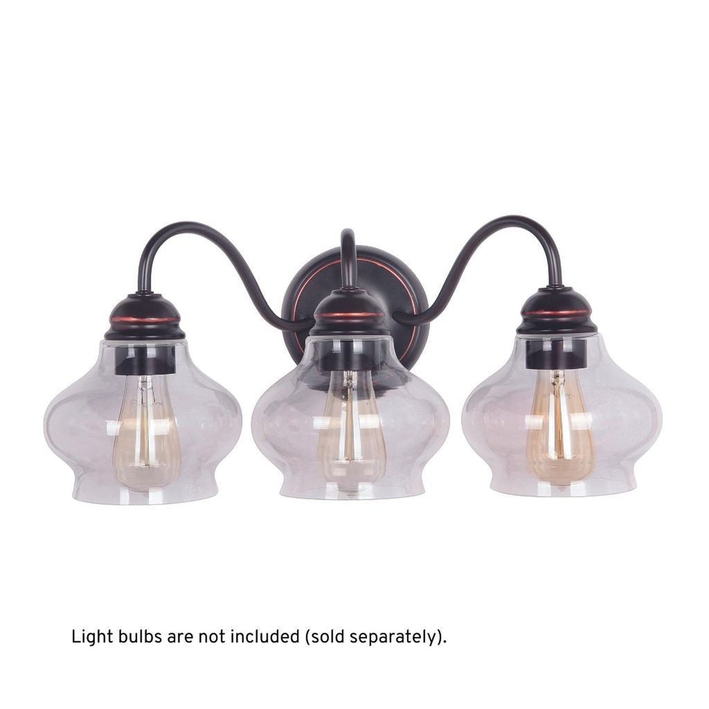 Craftmade Yorktown 20" 3-Light Oiled Bronze Vanity Light With Antique Clear Glass Shades