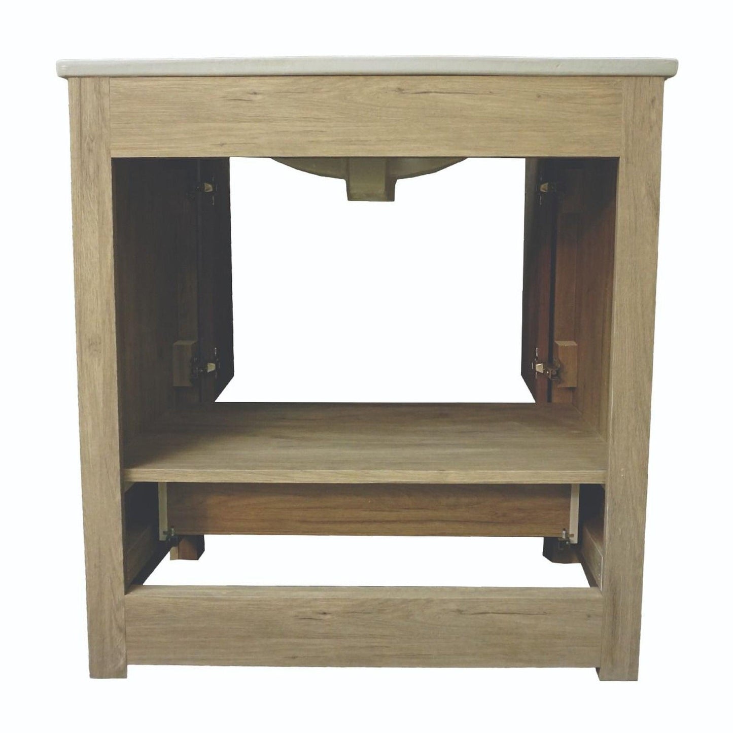 DreamWerks Livorno Vanity with White Ceramic Vanity Top in Woodgrain Finish