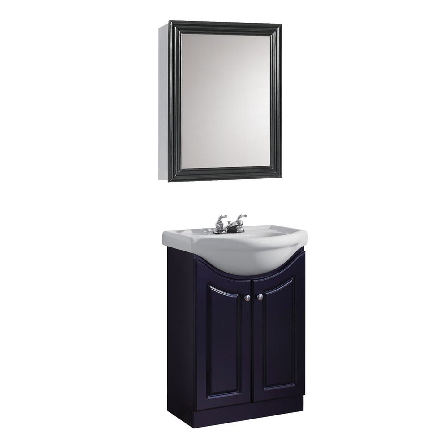 DreamWerks Semi-Contemporary Satin Black Euro Vanity with White Ceramic Vanity Top