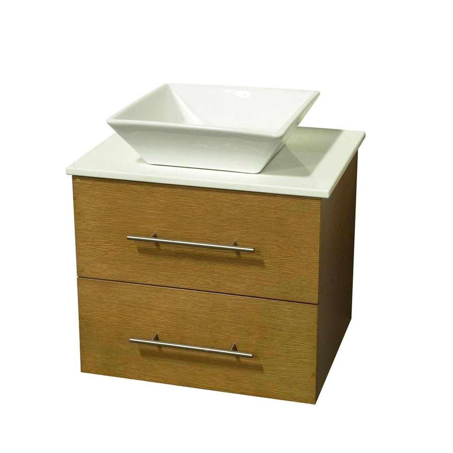 DreamWerks Tan Vanity with White Ceramic Vanity Top