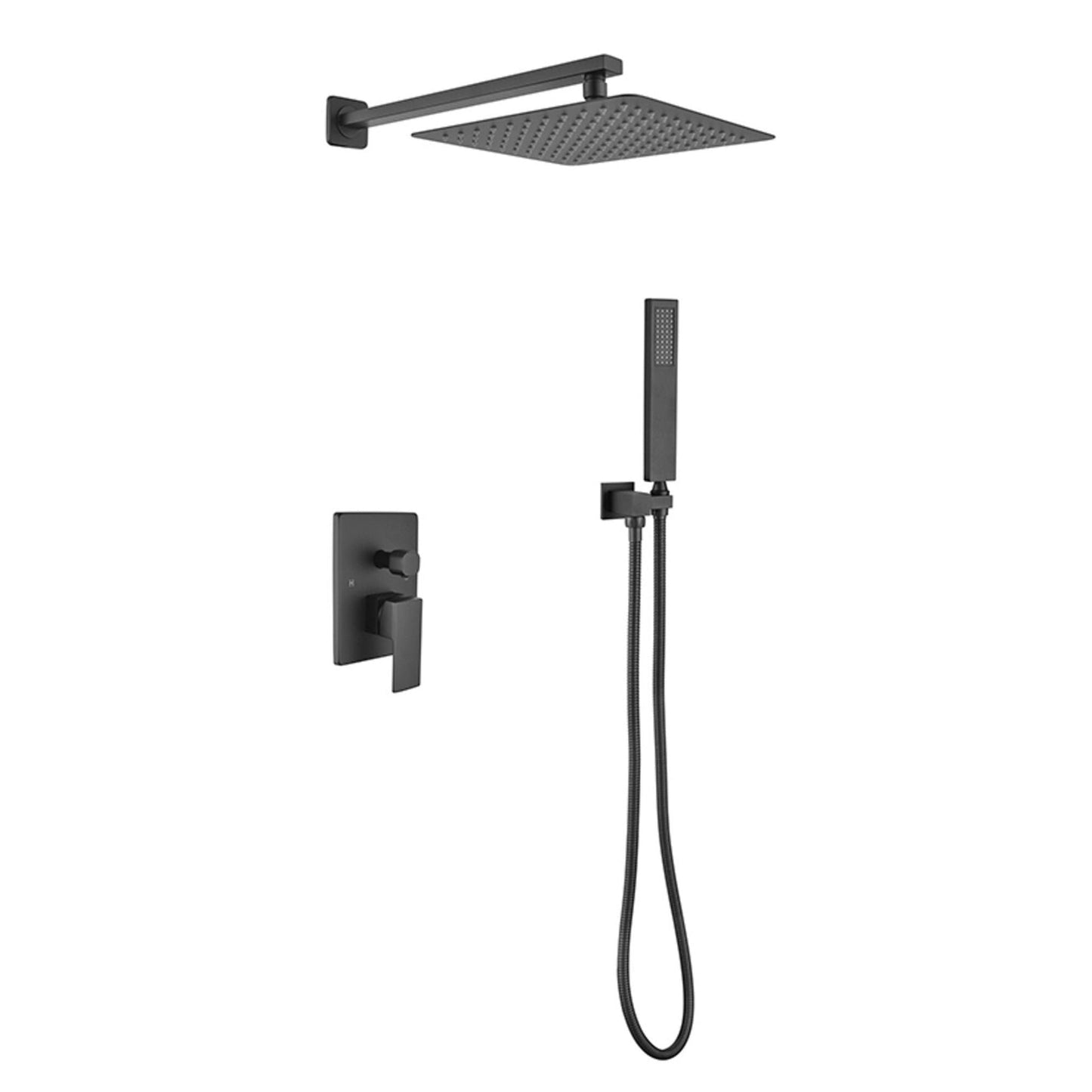 Duko FC448208 12" Bathroom Shower Faucet Set in Matte Black Finish